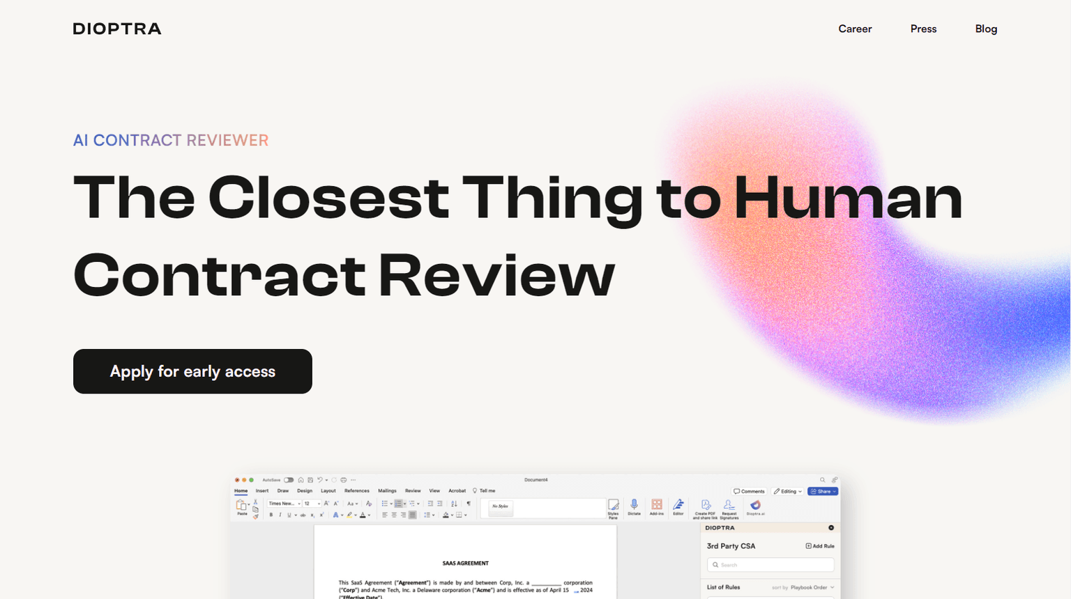 AI contract review interface