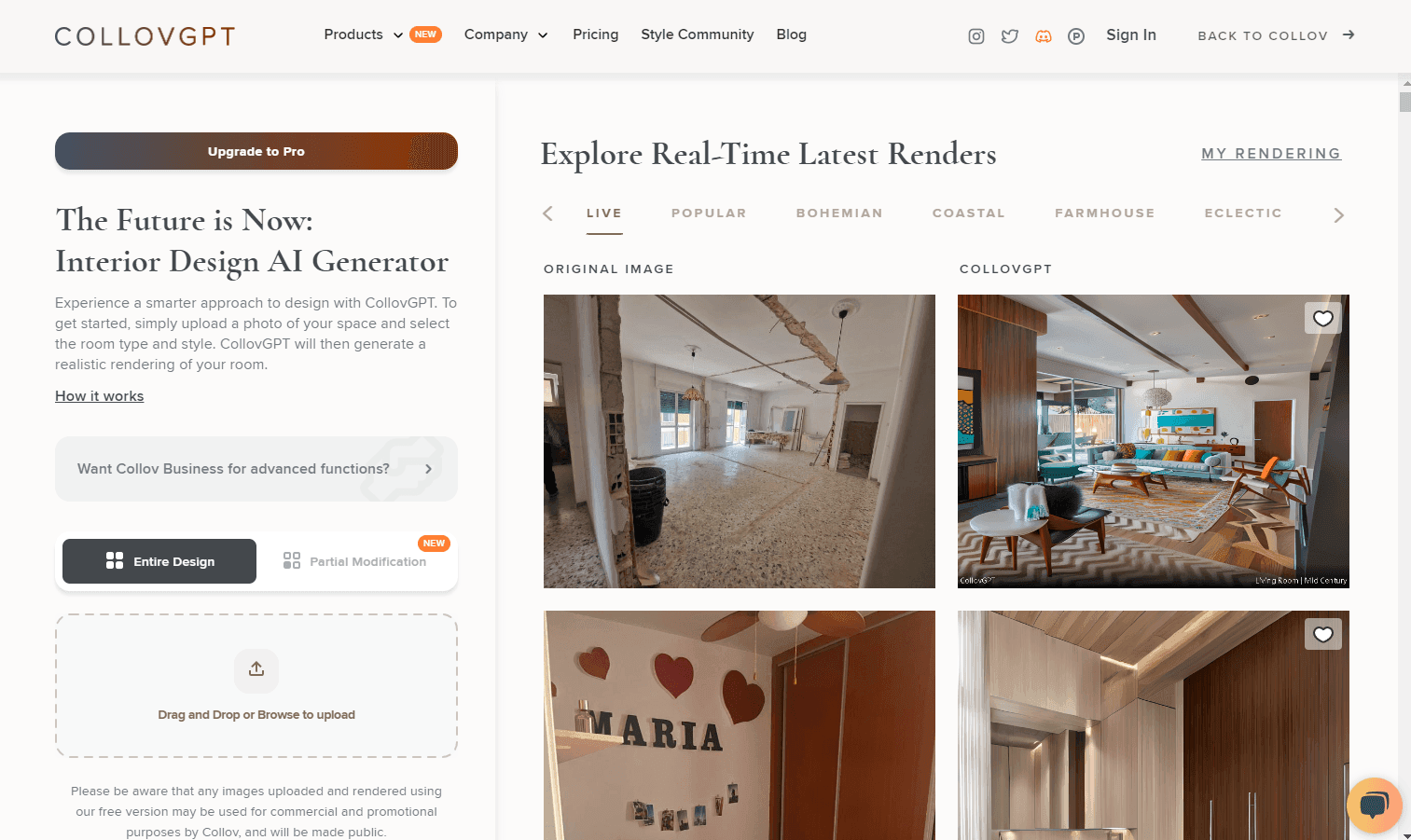 AI-driven interior design visualization.