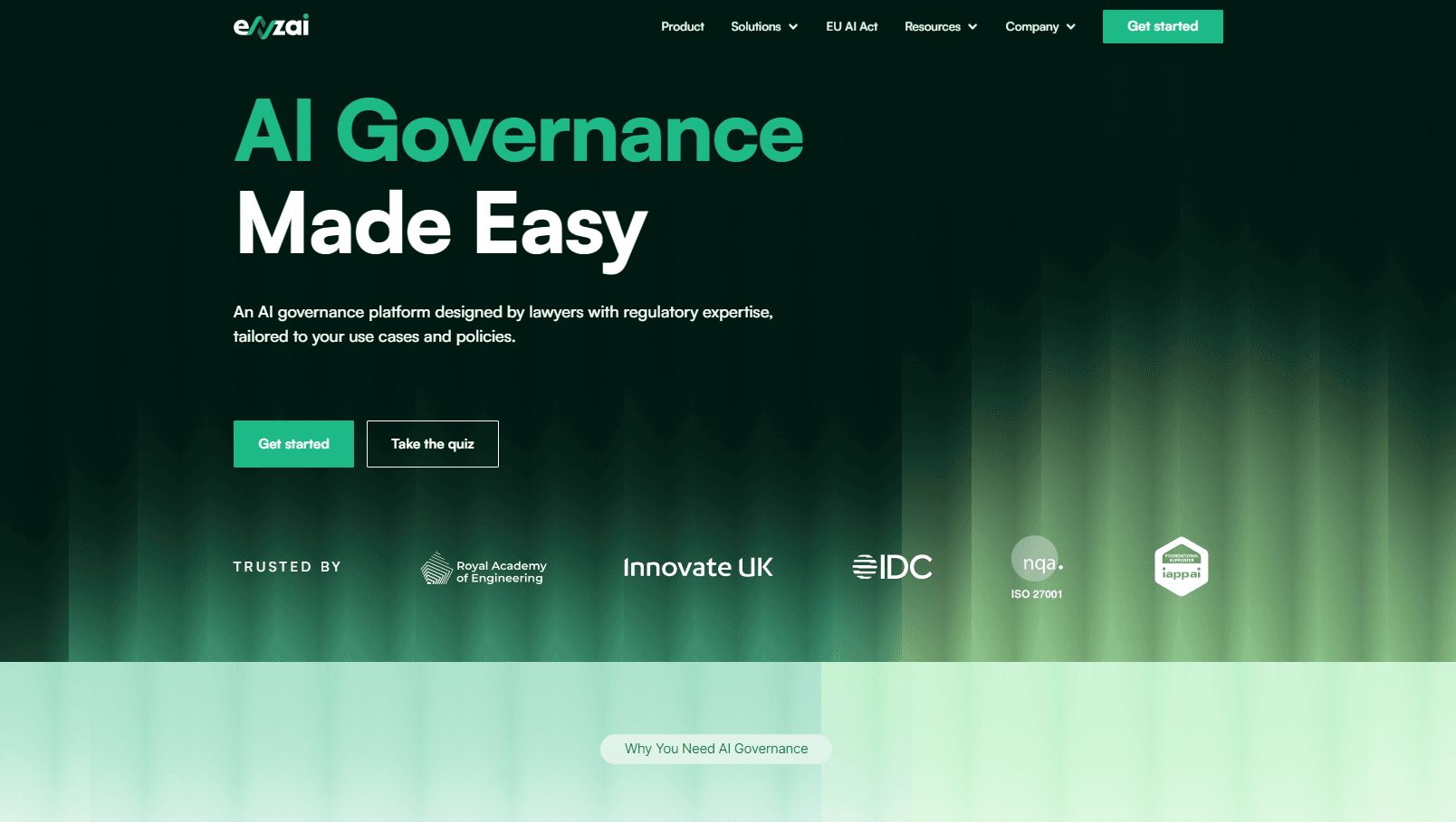 AI governance dashboard interface