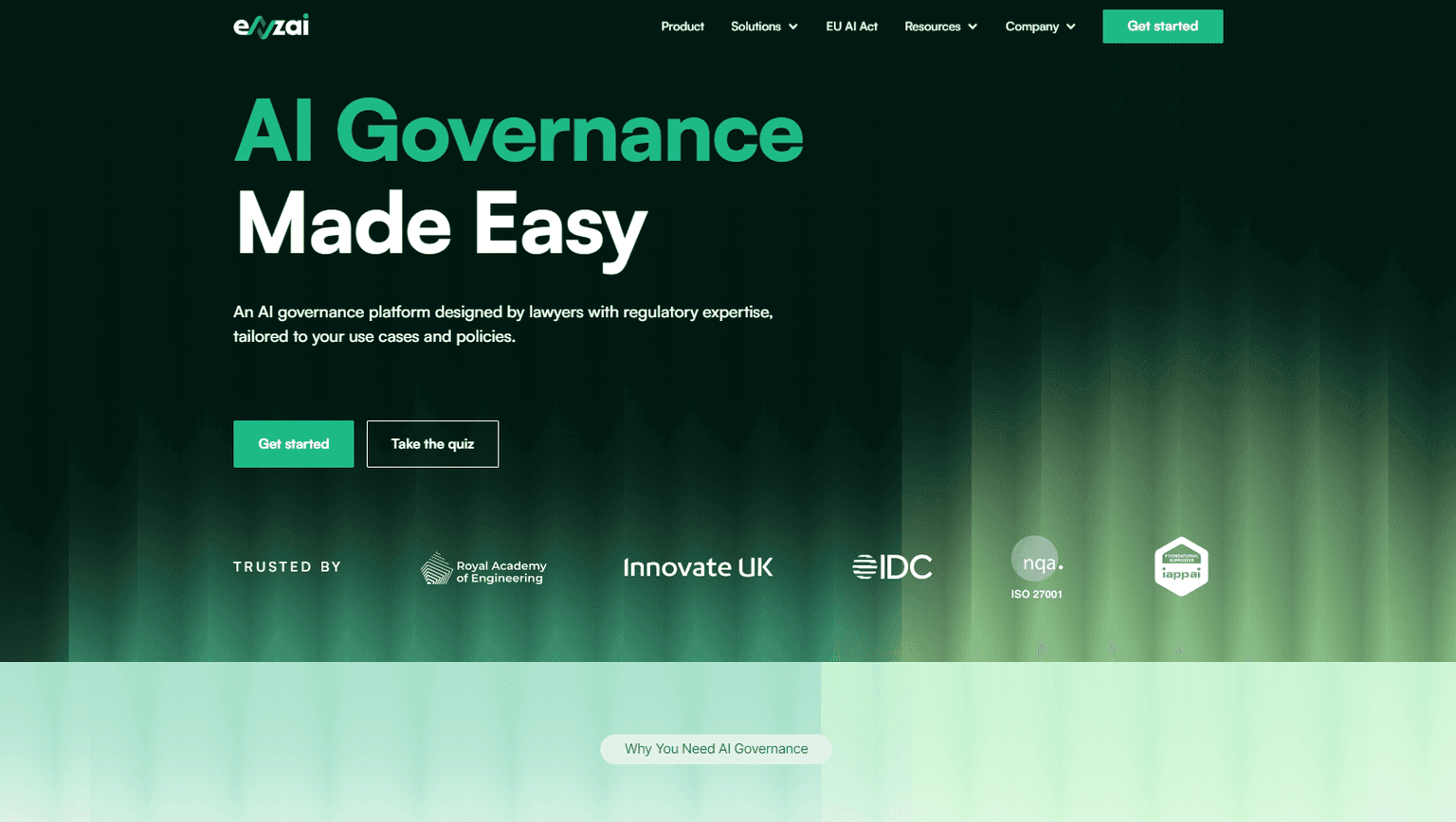 AI governance dashboard interface