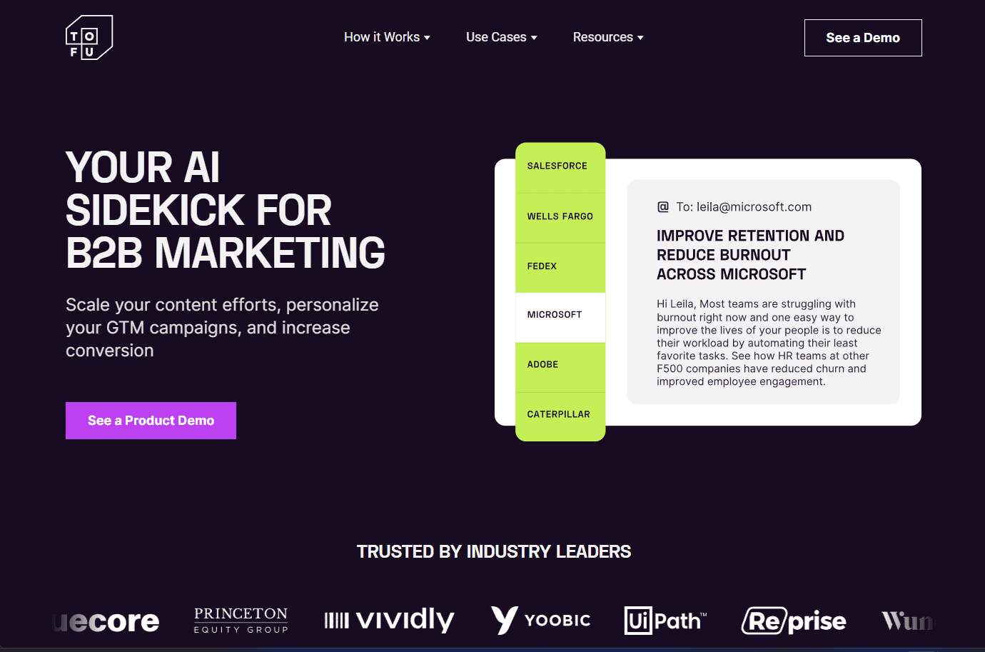 AI-powered B2B marketing and content automation platform interface