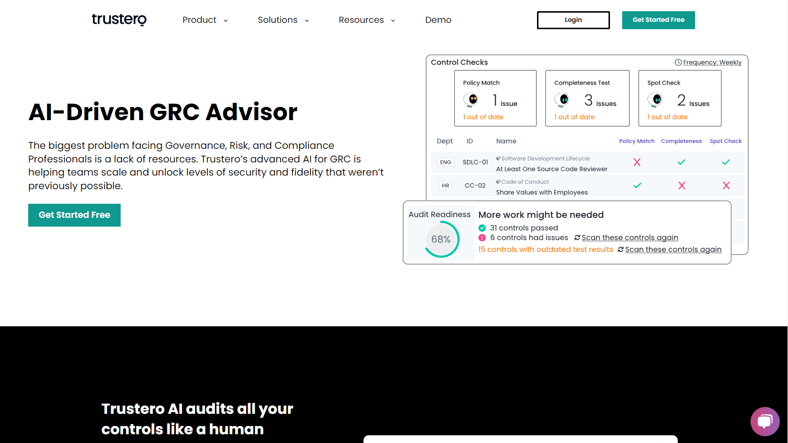 AI-powered GRC management interface
