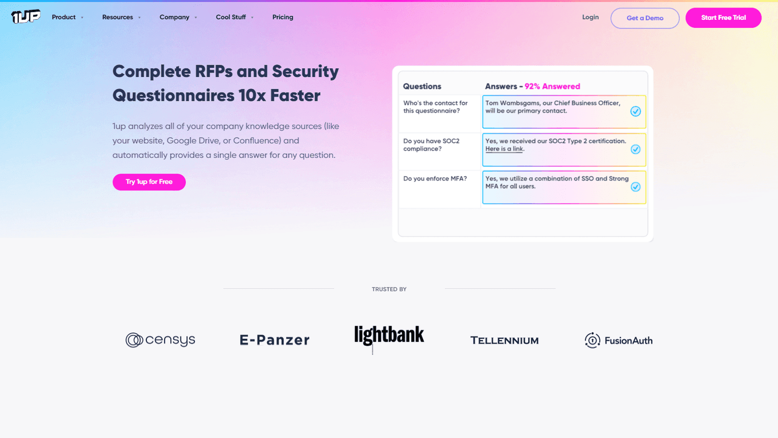 AI-powered RFP and questionnaire automation dashboard