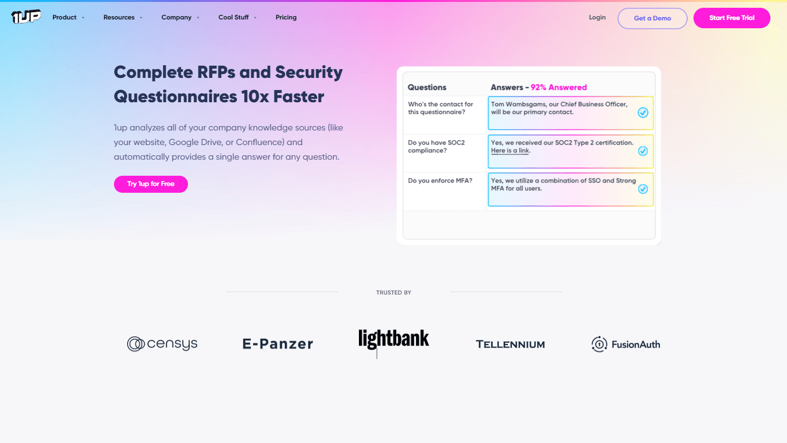 AI-powered RFP and questionnaire automation dashboard