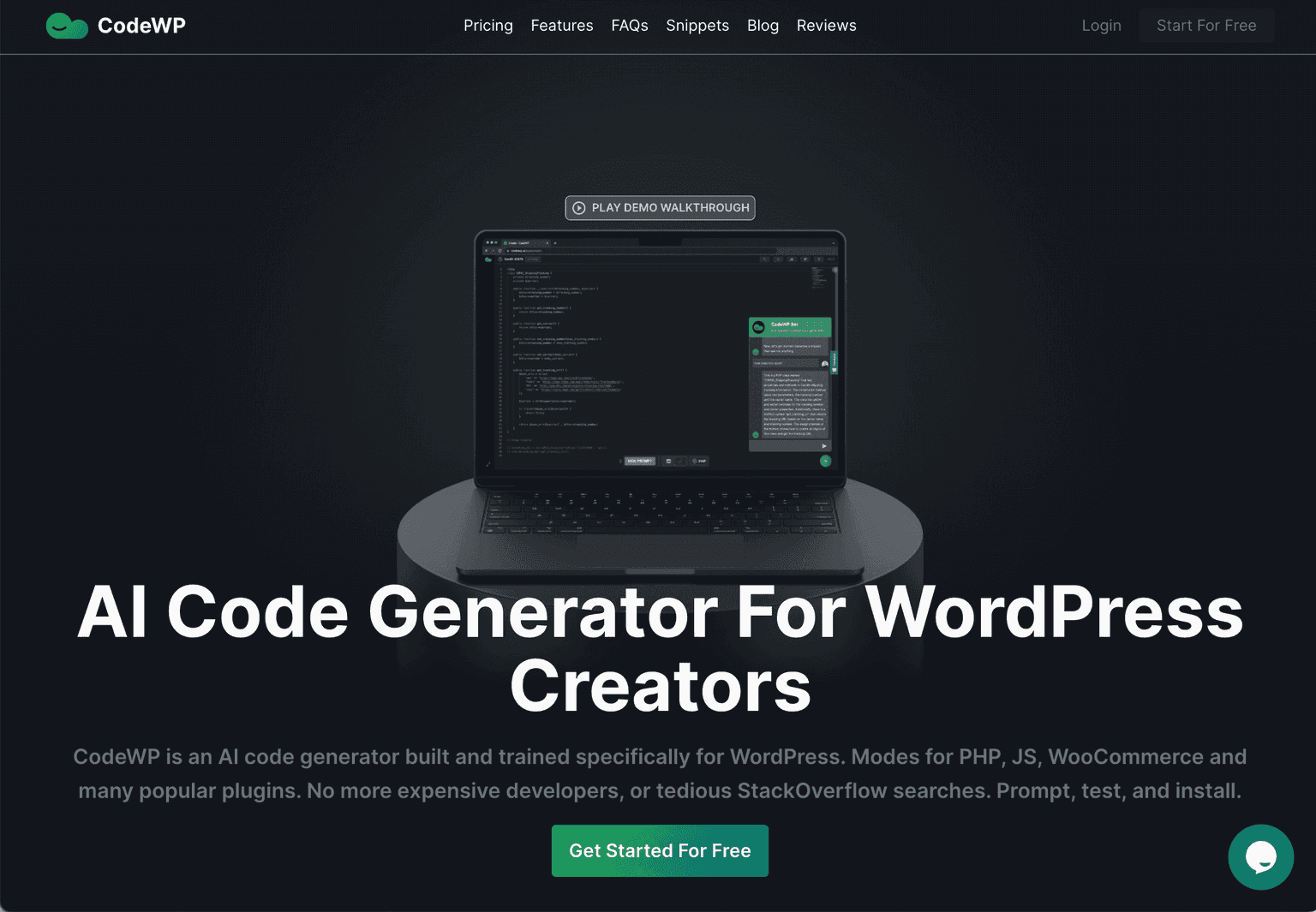 AI-powered WordPress code generation dashboard
