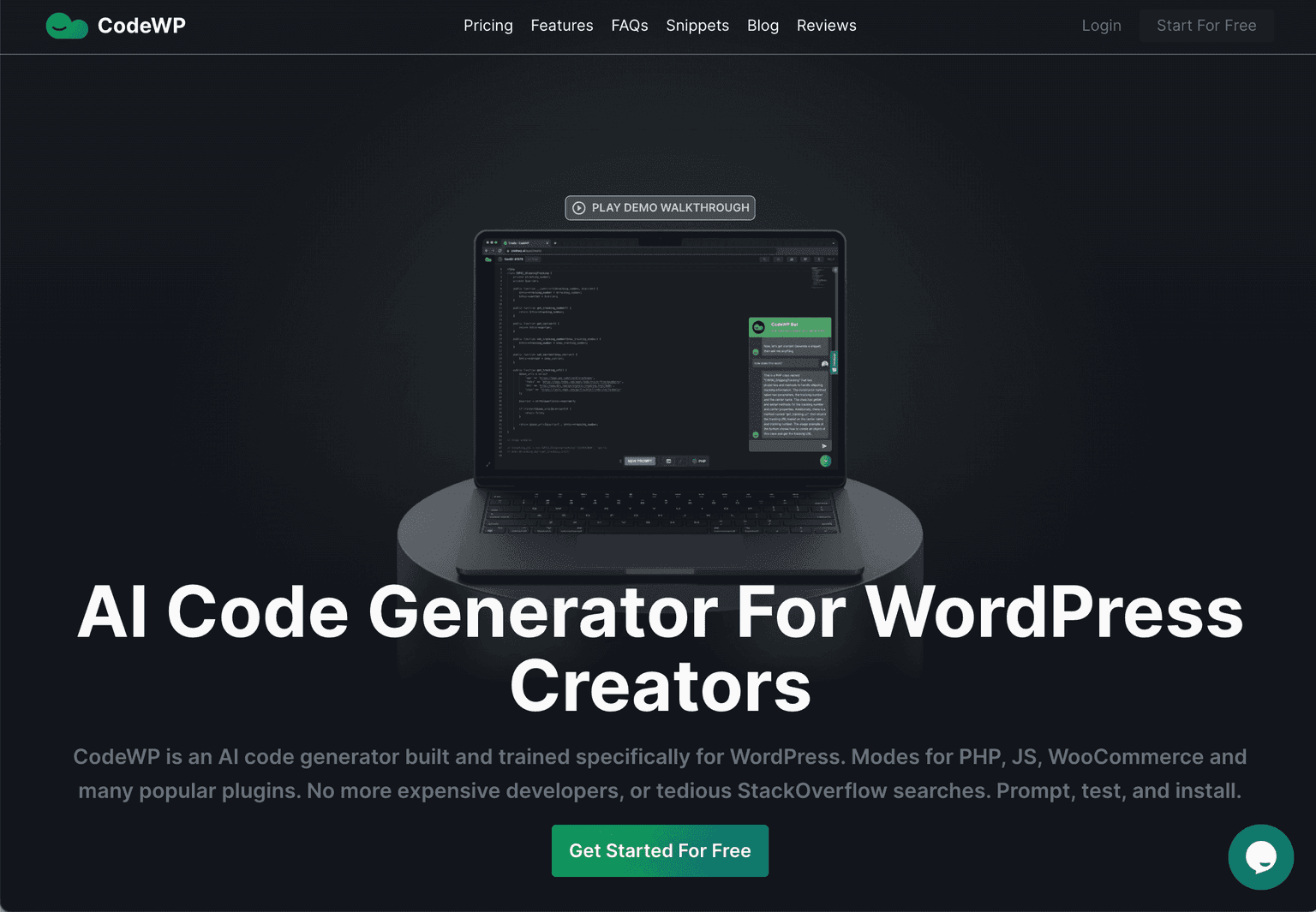 AI-powered WordPress code generation dashboard