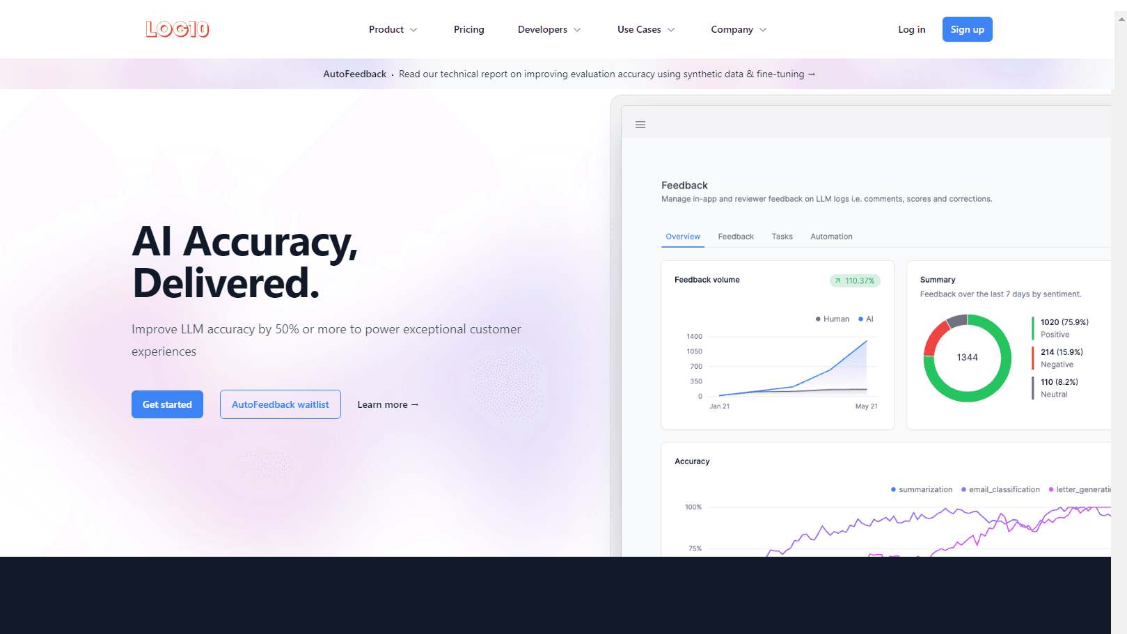 AI-powered accuracy enhancement and monitoring dashboard