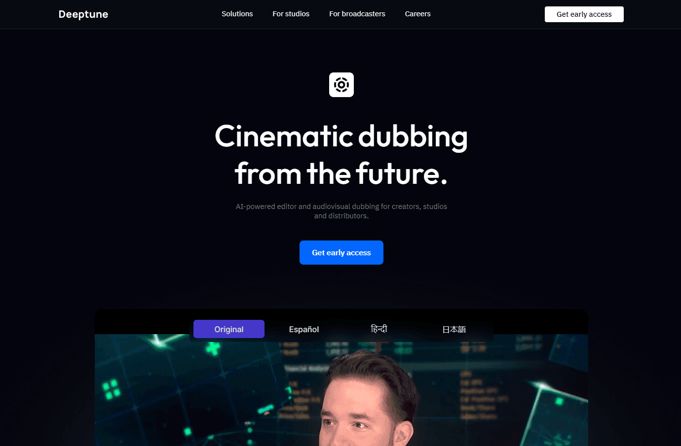 AI-powered audiovisual dubbing platform interface
