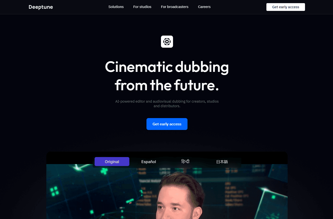 AI-powered audiovisual dubbing platform interface