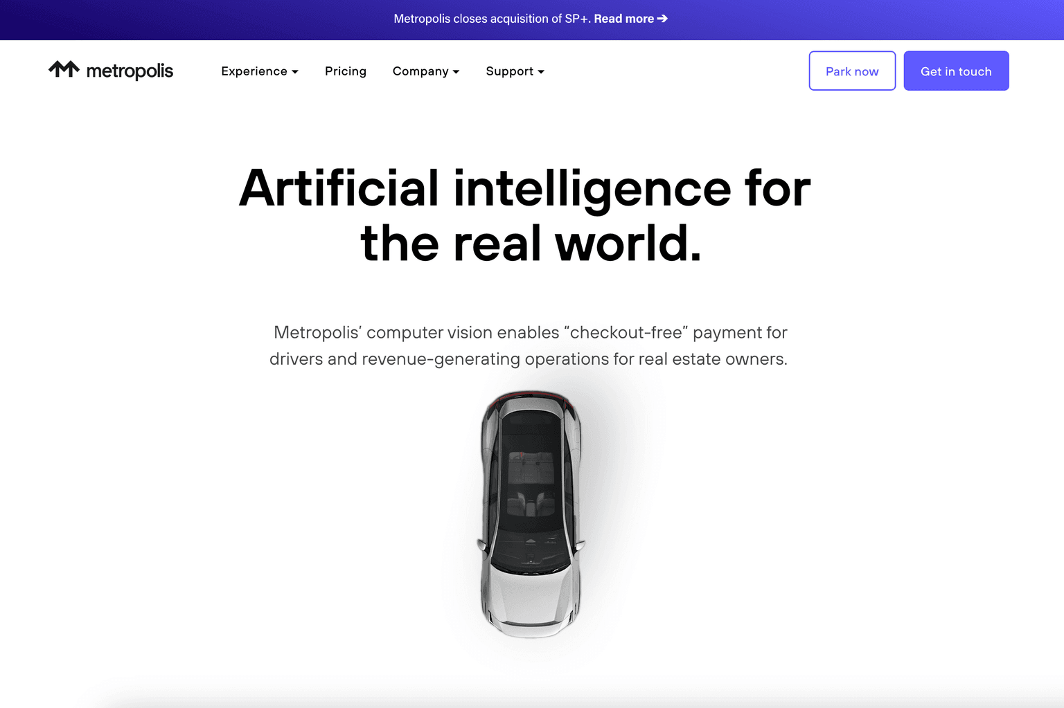 AI-powered checkout-free parking solution interface.
