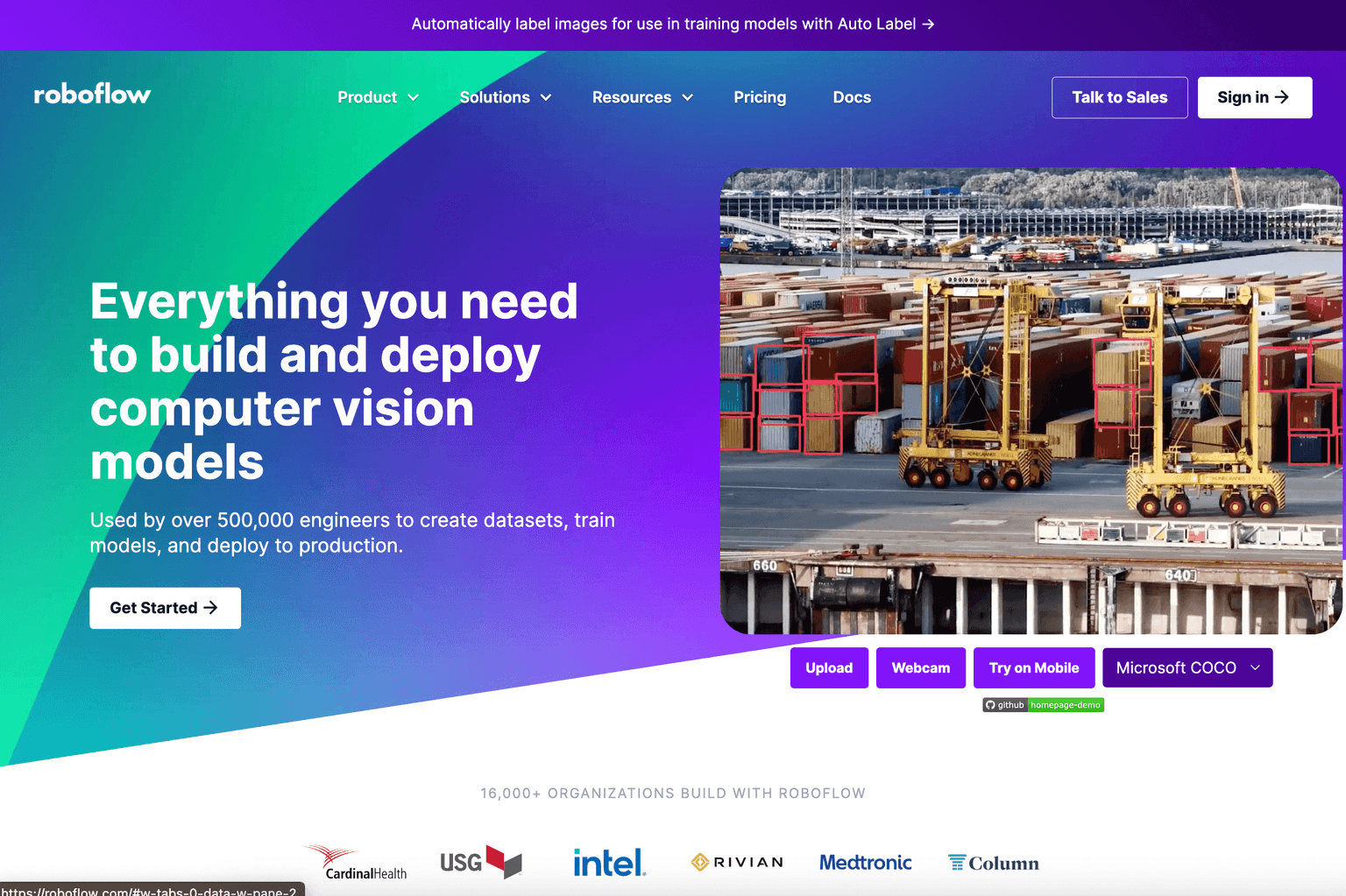 AI-powered computer vision tools interface.