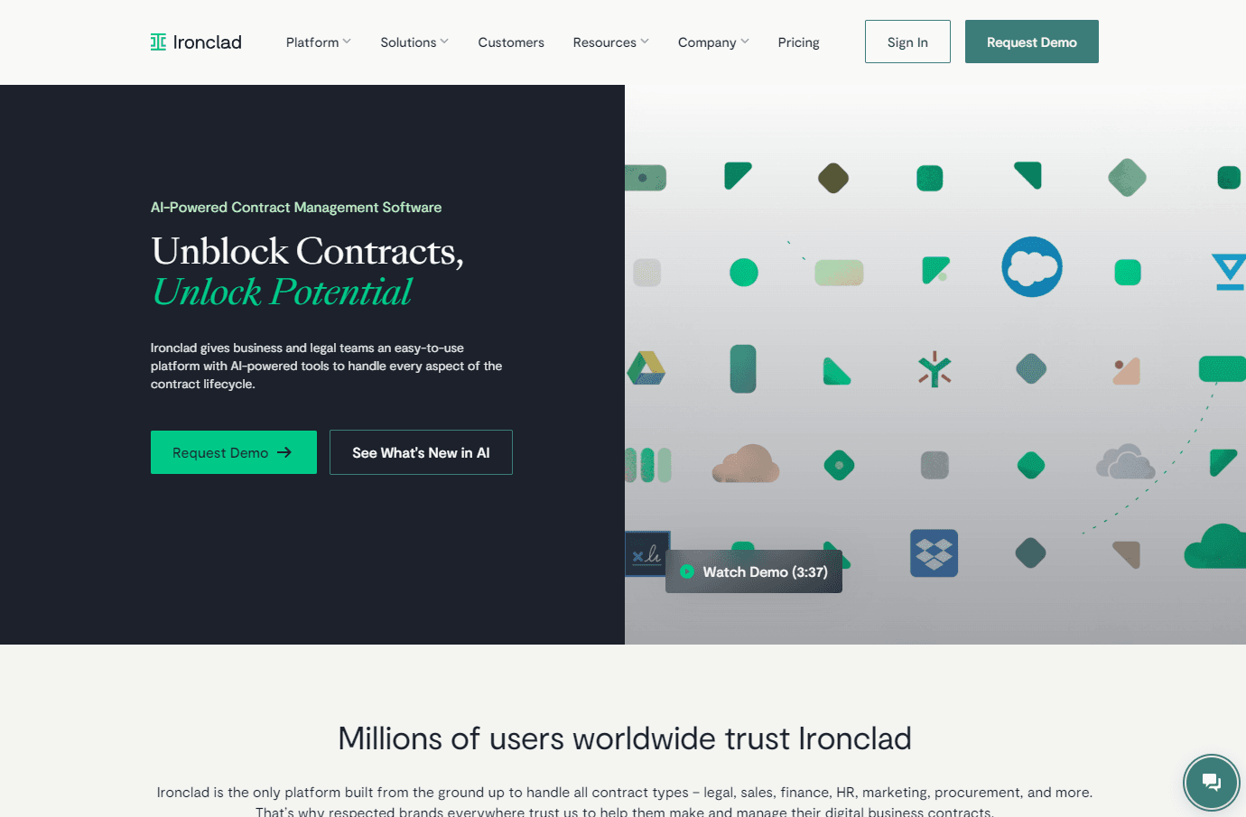 AI-powered contract lifecycle management platform interface