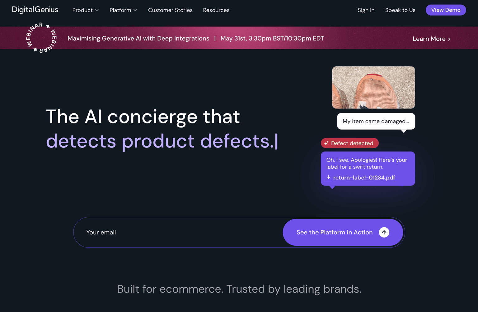 AI-powered customer support automation tool interface.