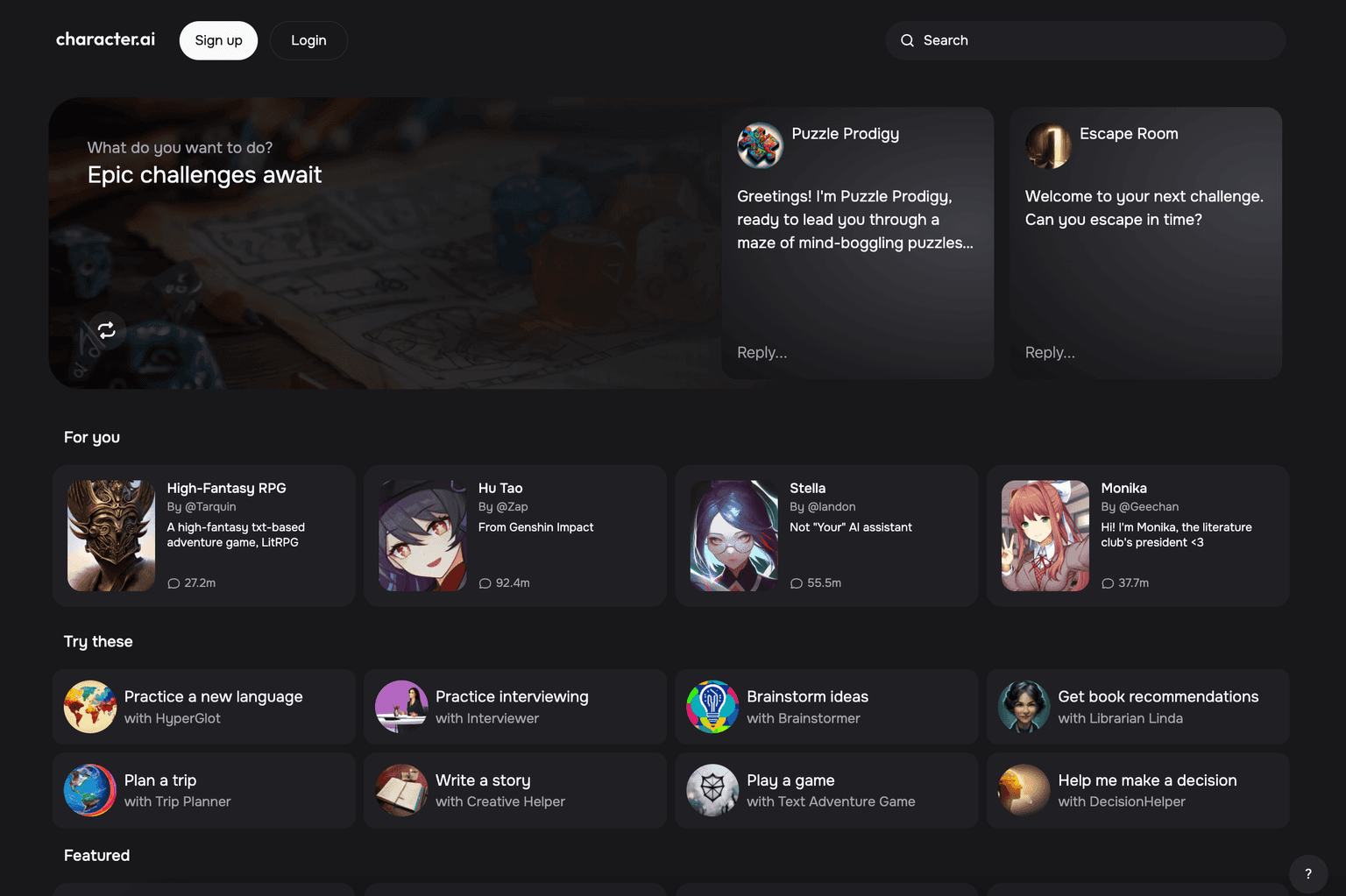 AI-powered customizable character creation interface.
