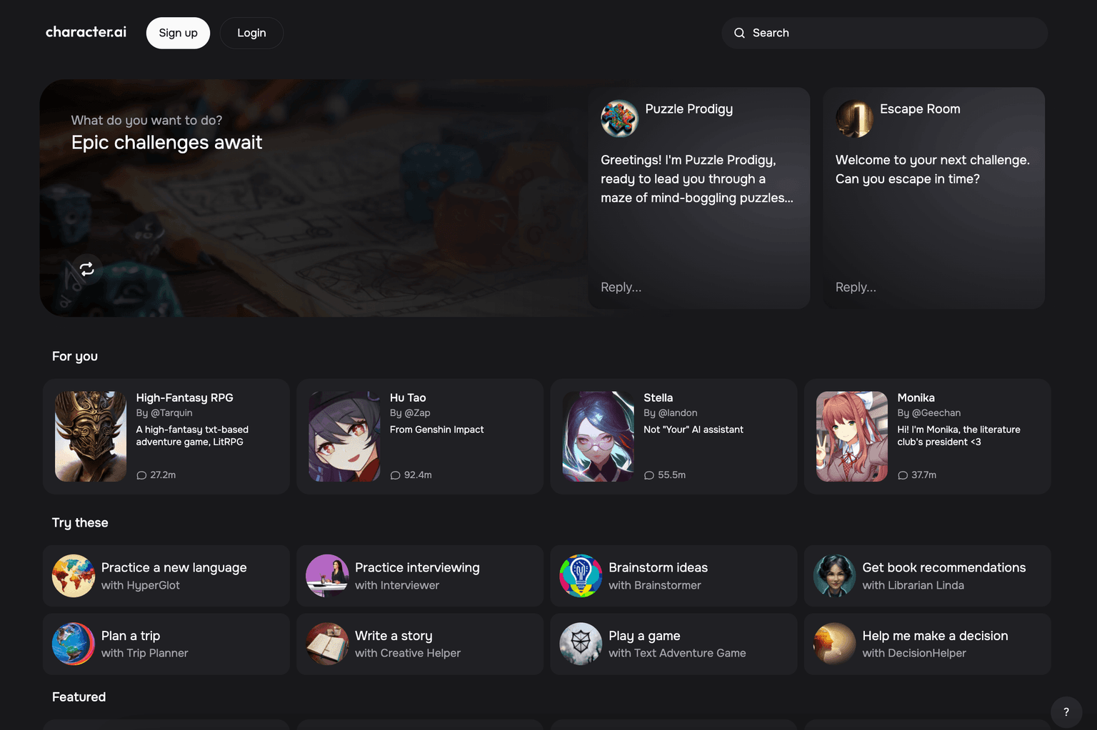 AI-powered customizable character creation interface.