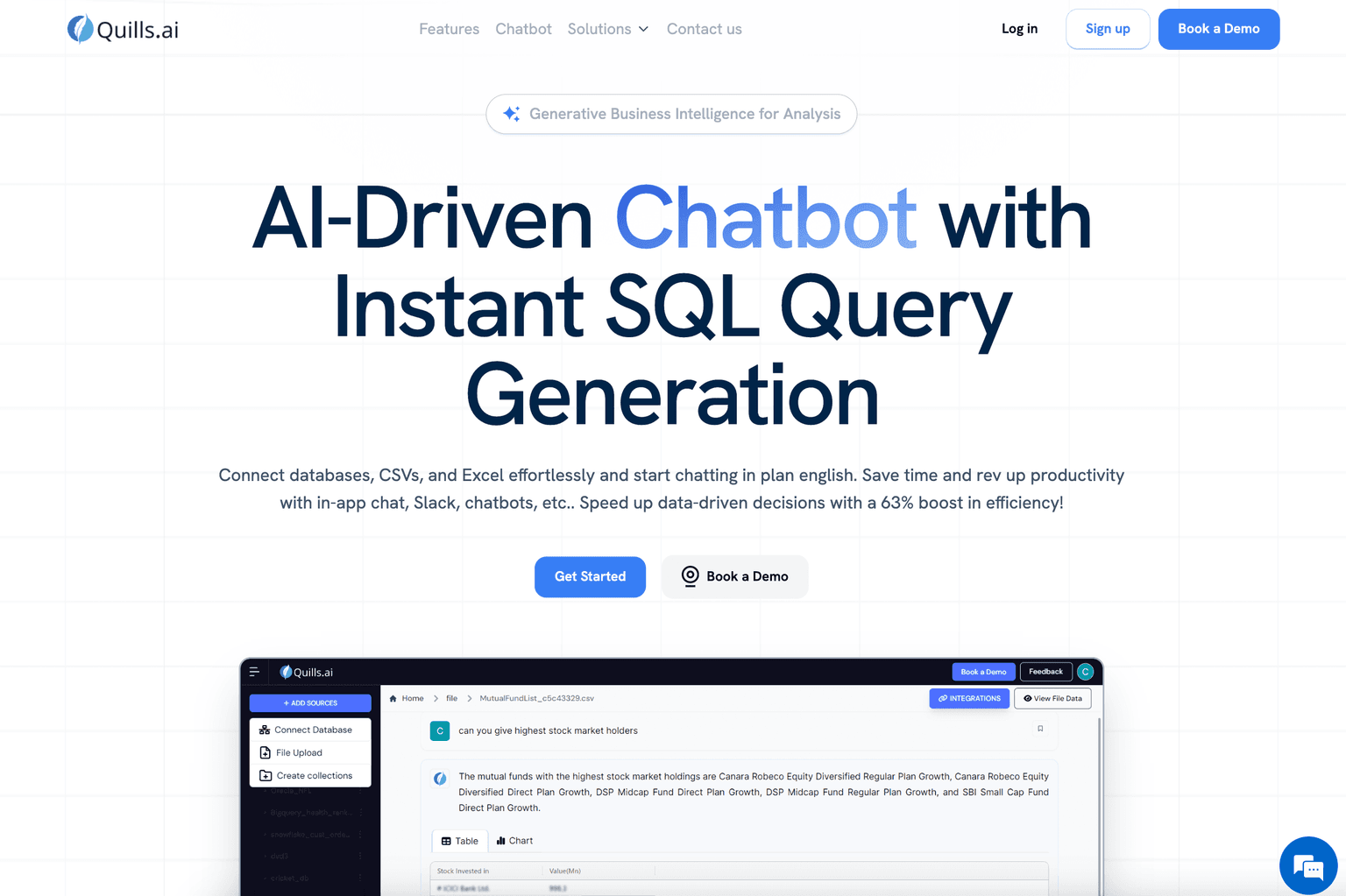 AI-powered data analysis and SQL query generation interface.