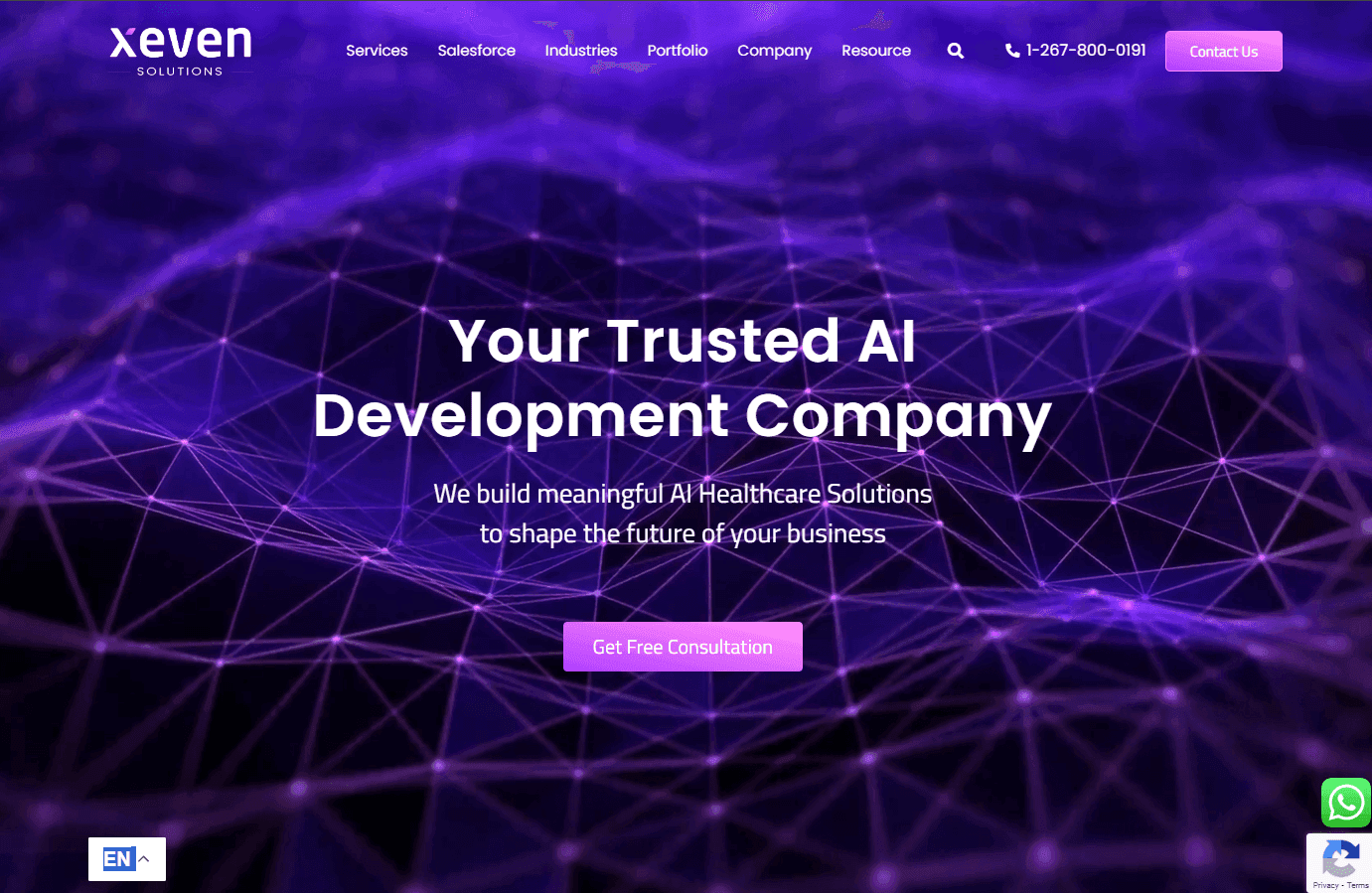 AI-powered development and IT services platform interface.