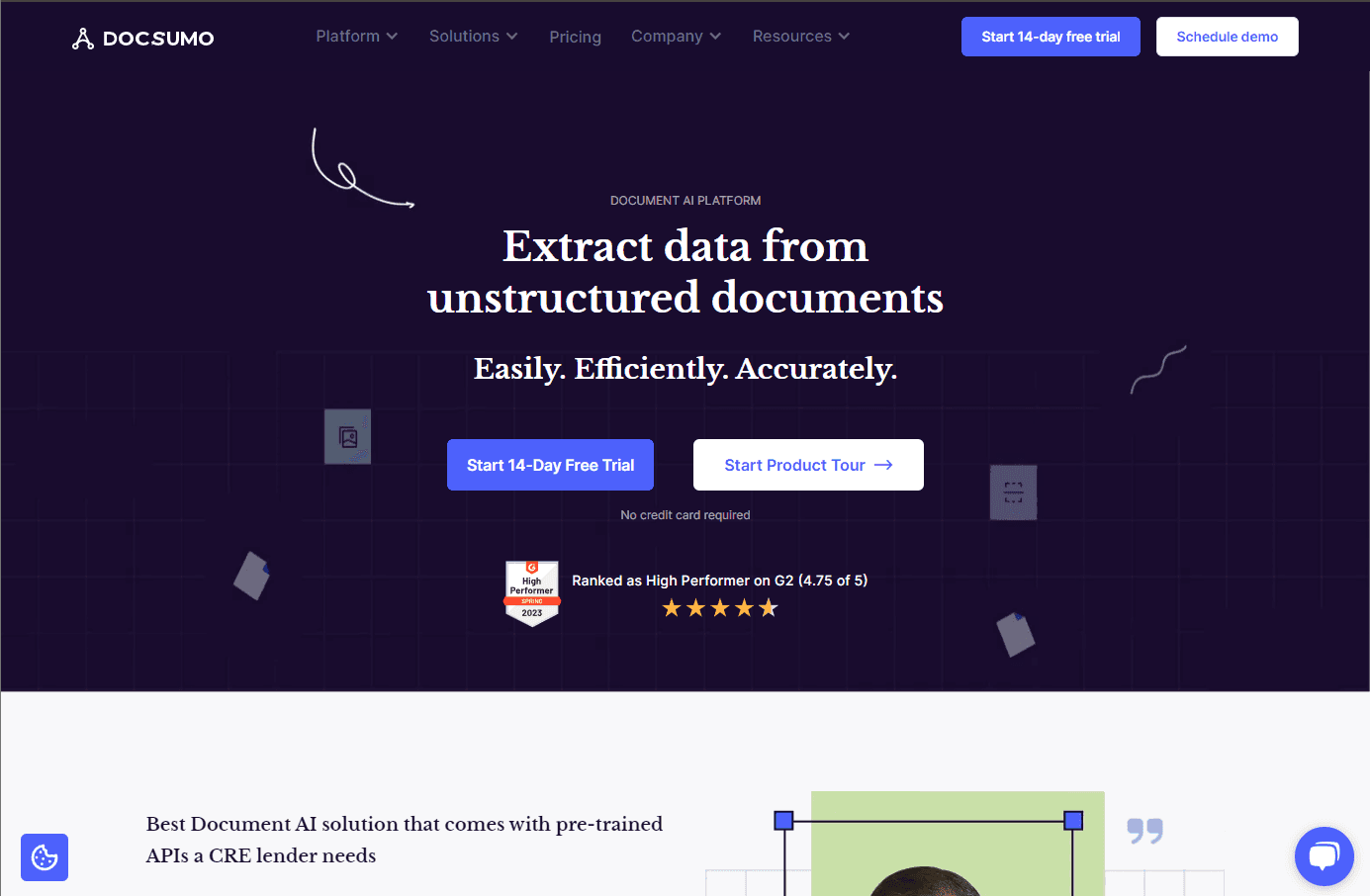 AI-powered document data extraction and processing platform interface