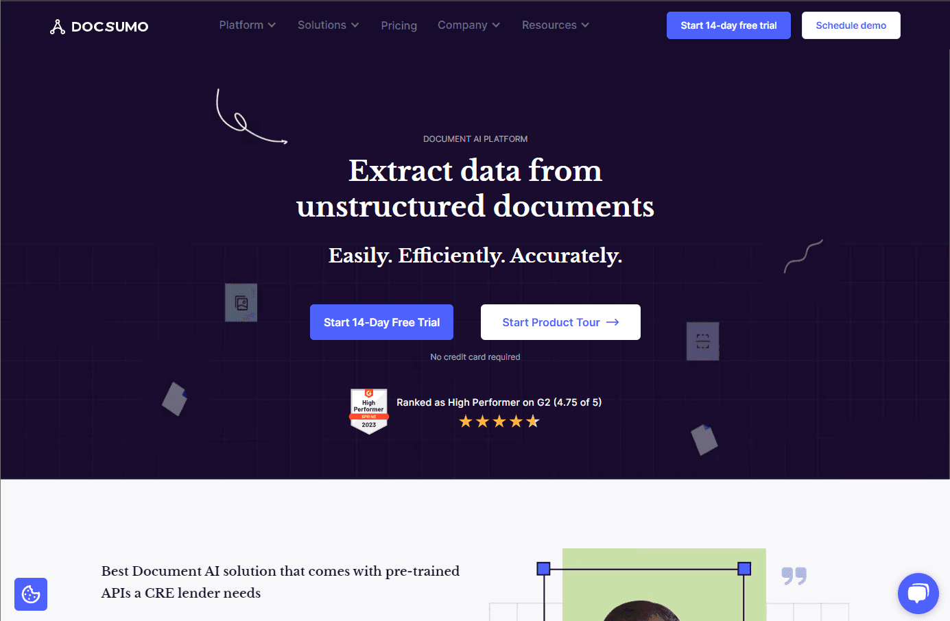 AI-powered document data extraction and processing platform interface
