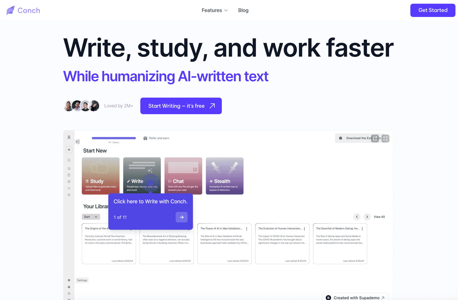 AI-powered essay writing and research platform interface.