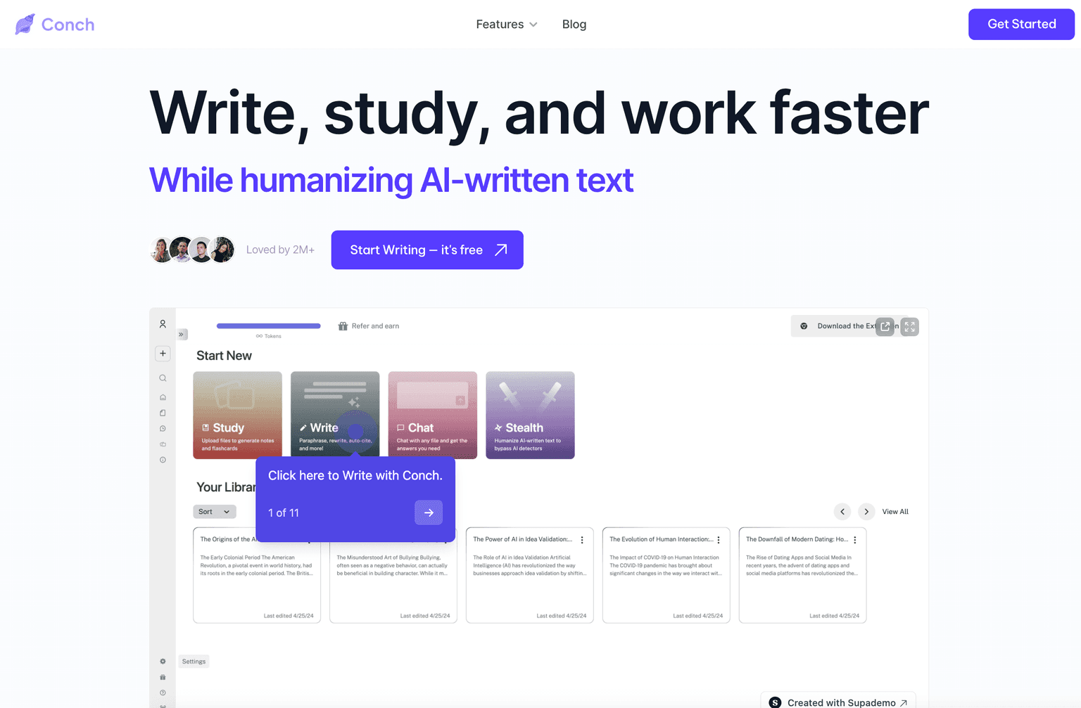 AI-powered essay writing and research platform interface.