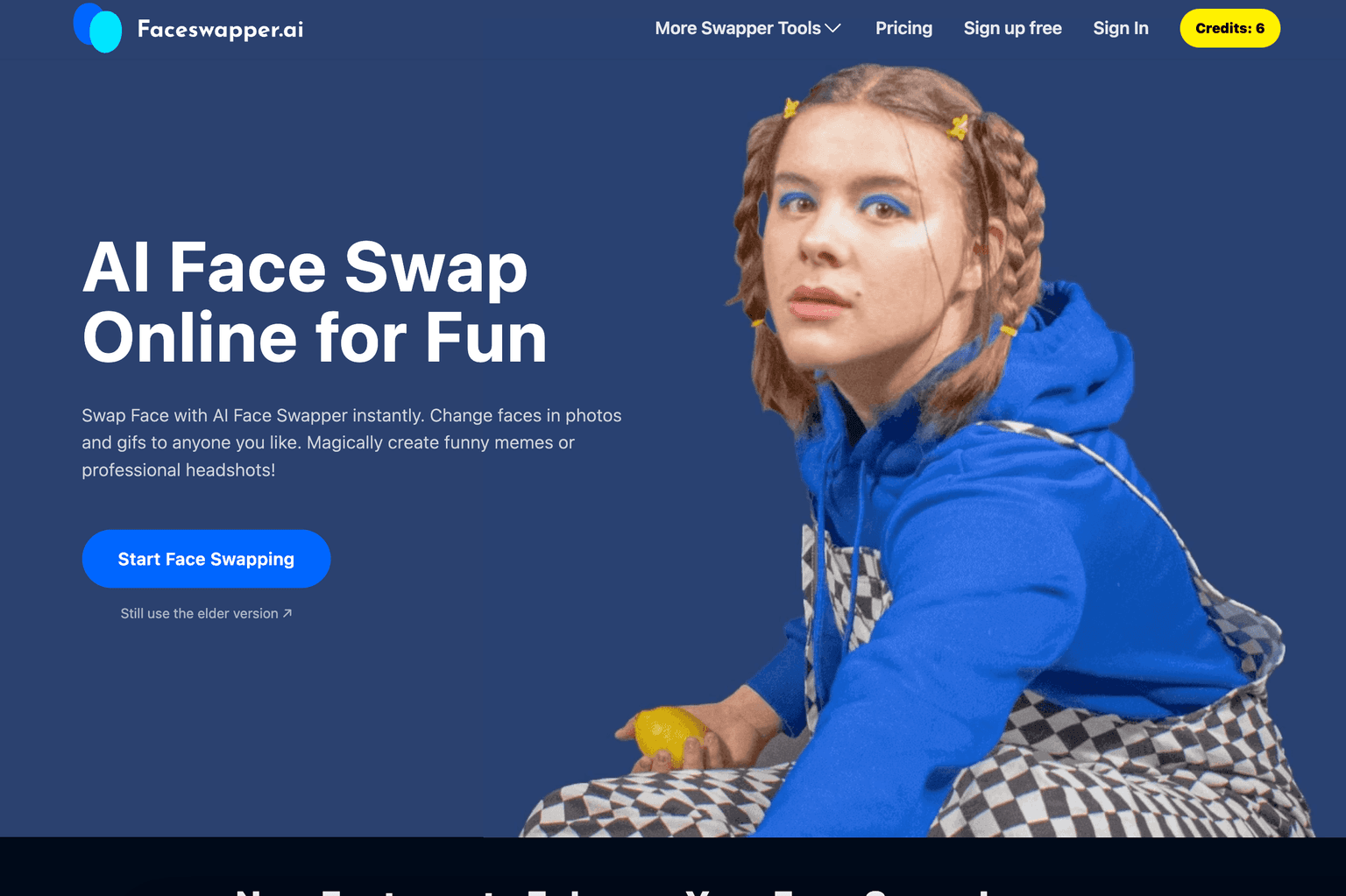 AI-powered face swap tool interface.