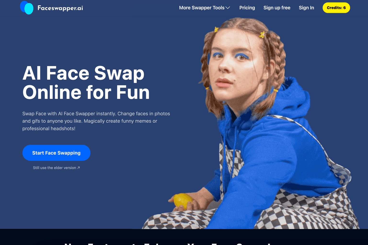 AI-powered face swap tool interface.