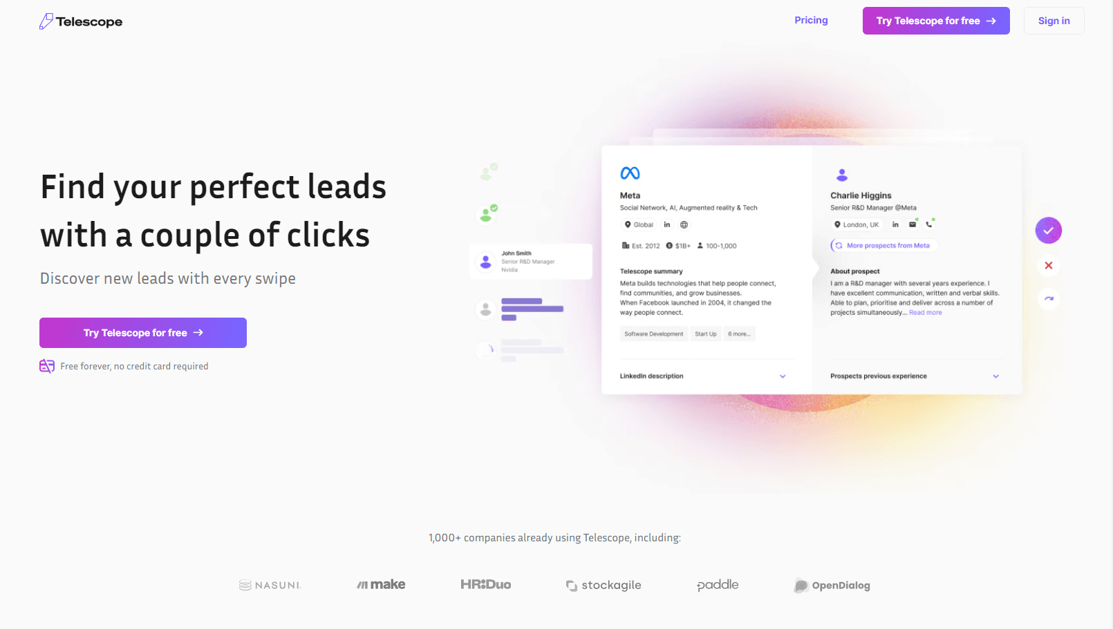 AI-powered lead generation platform interface