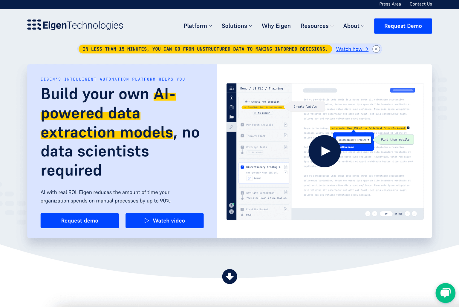 AI-powered machine learning model development platform interface.