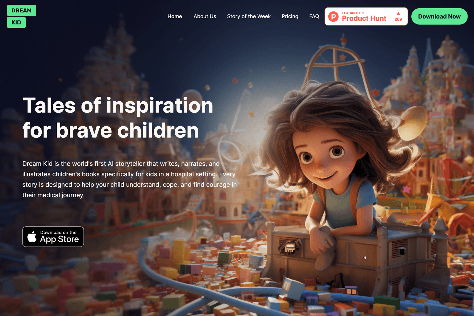 AI-powered personalized bedtime stories interface.