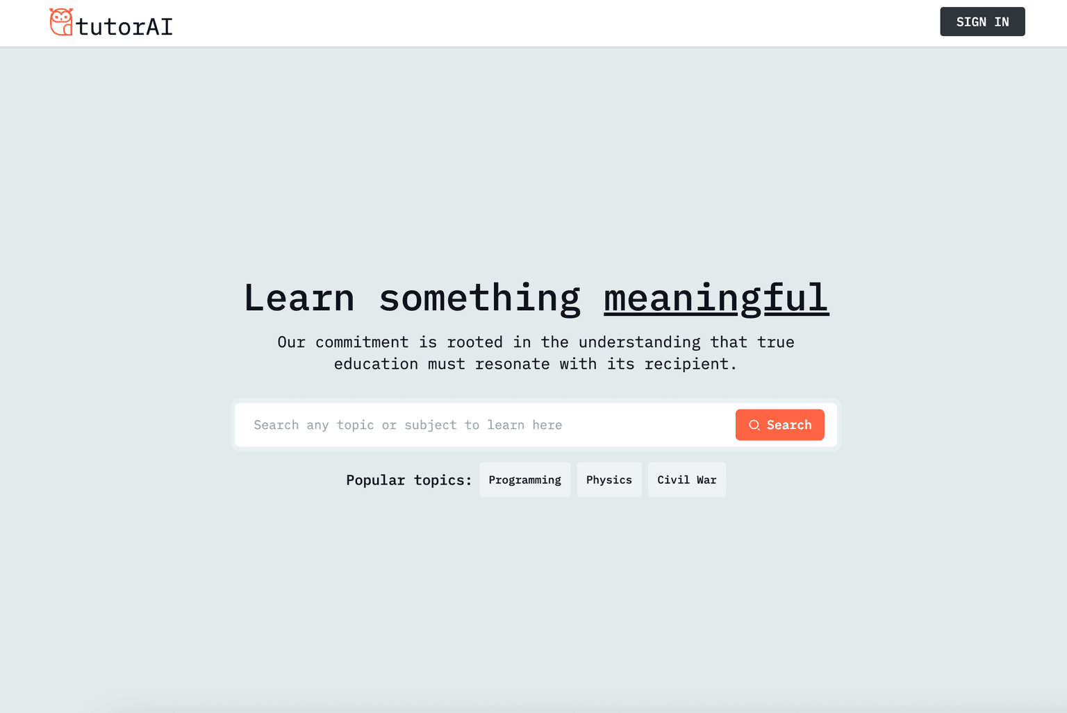 AI-powered personalized tutoring platform interface.