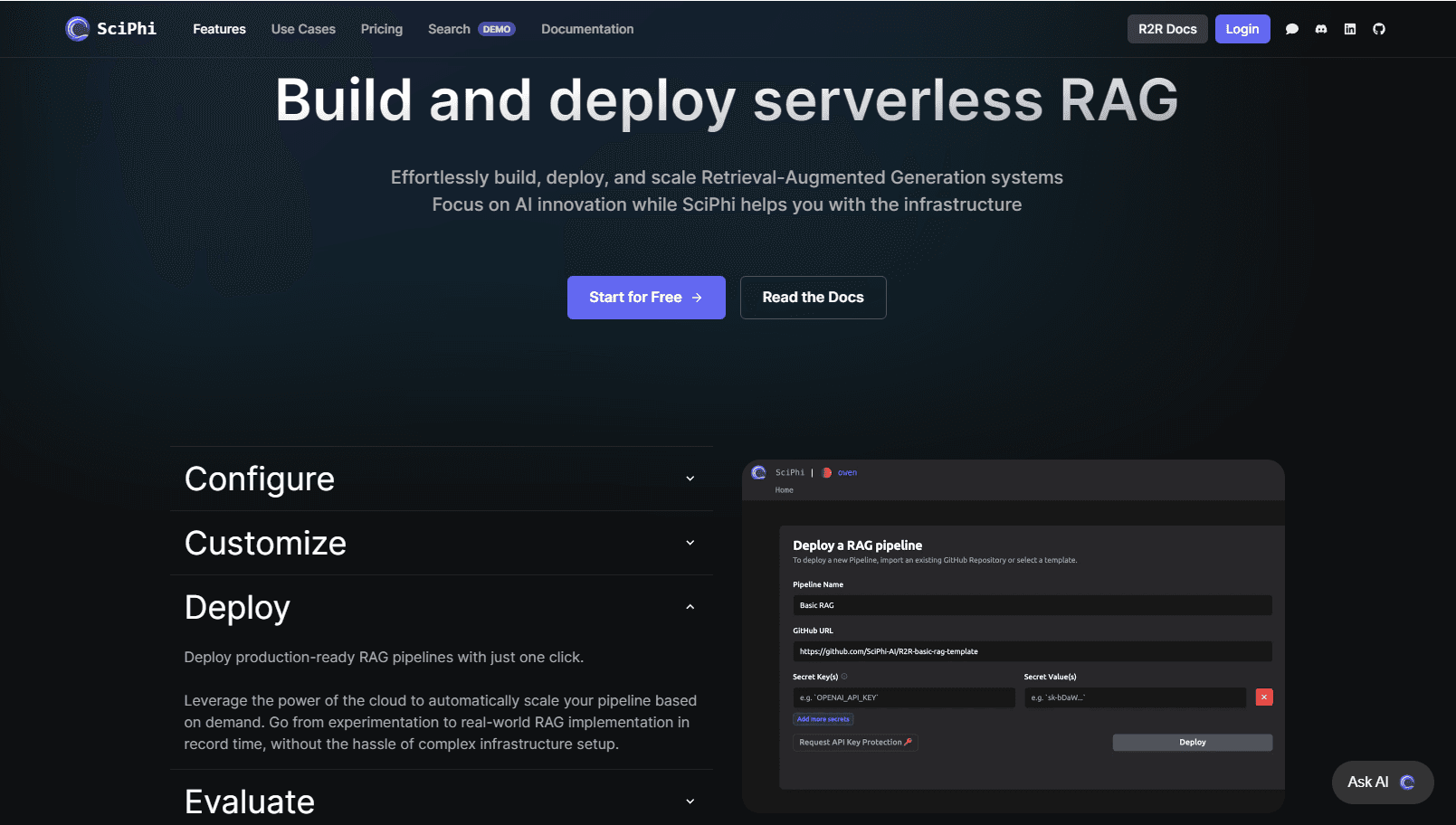 AI-powered platform for building and scaling RAG systems