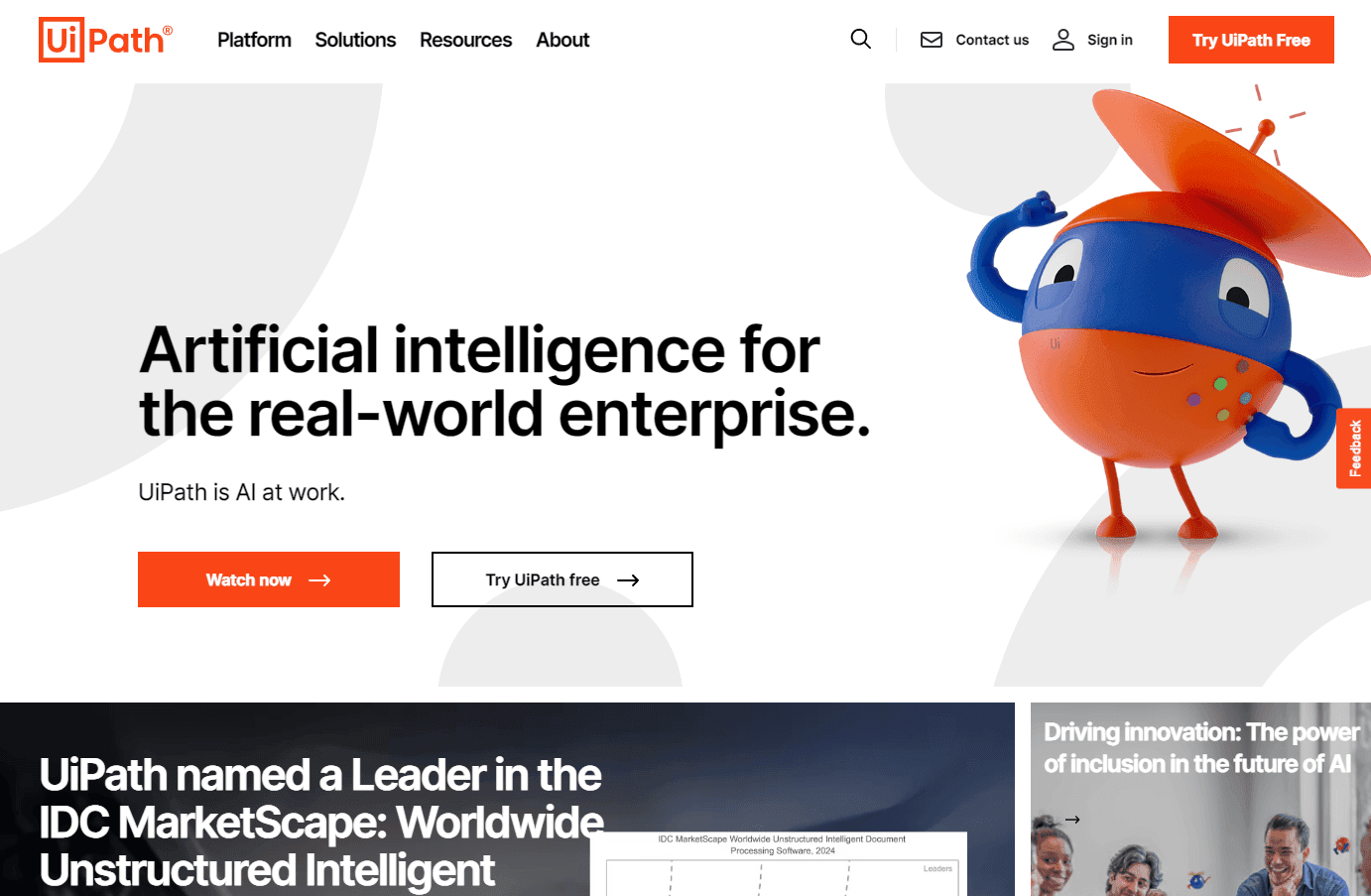 AI-powered robotic process automation platform interface