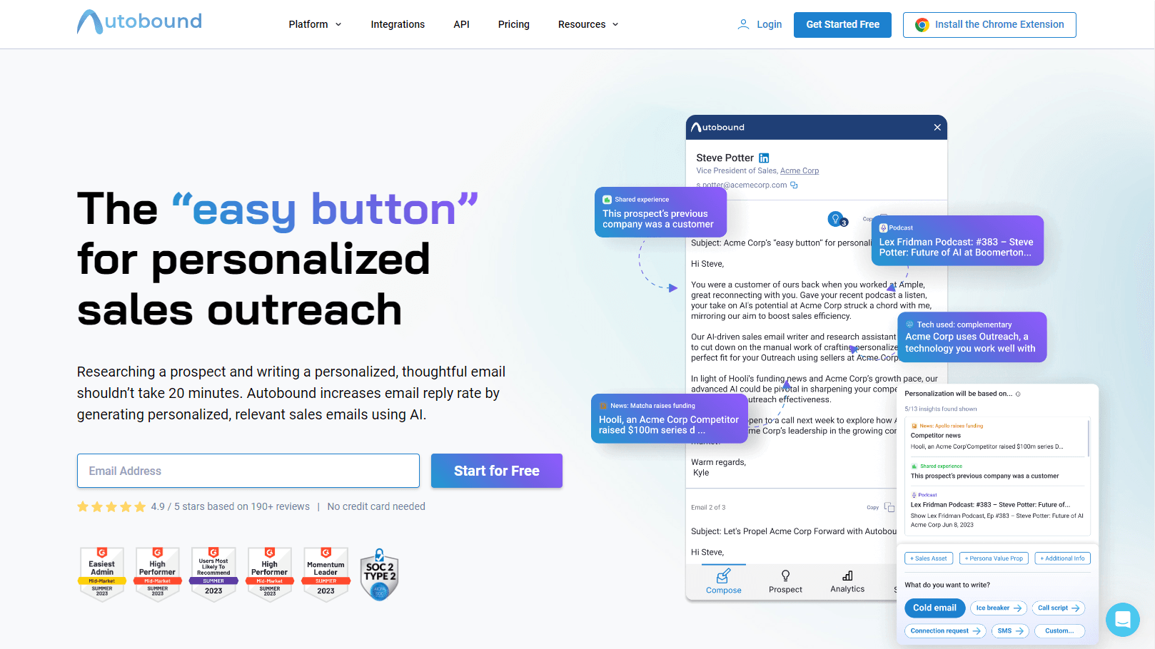 AI-powered sales email automation interface