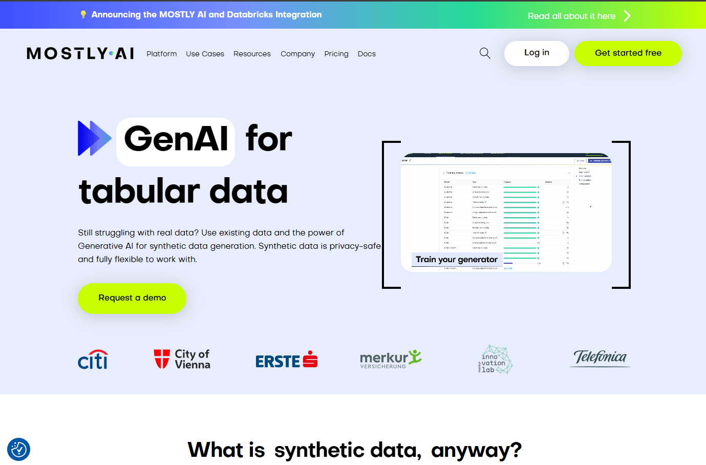 AI-powered synthetic data generation platform interface