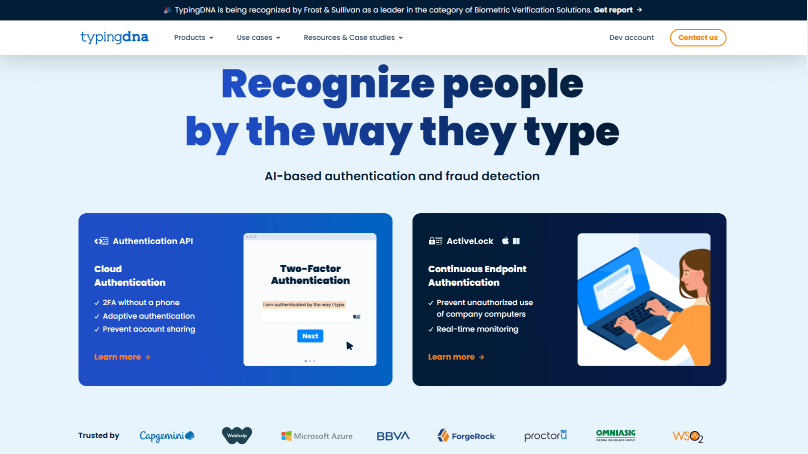 AI-powered typing biometrics dashboard