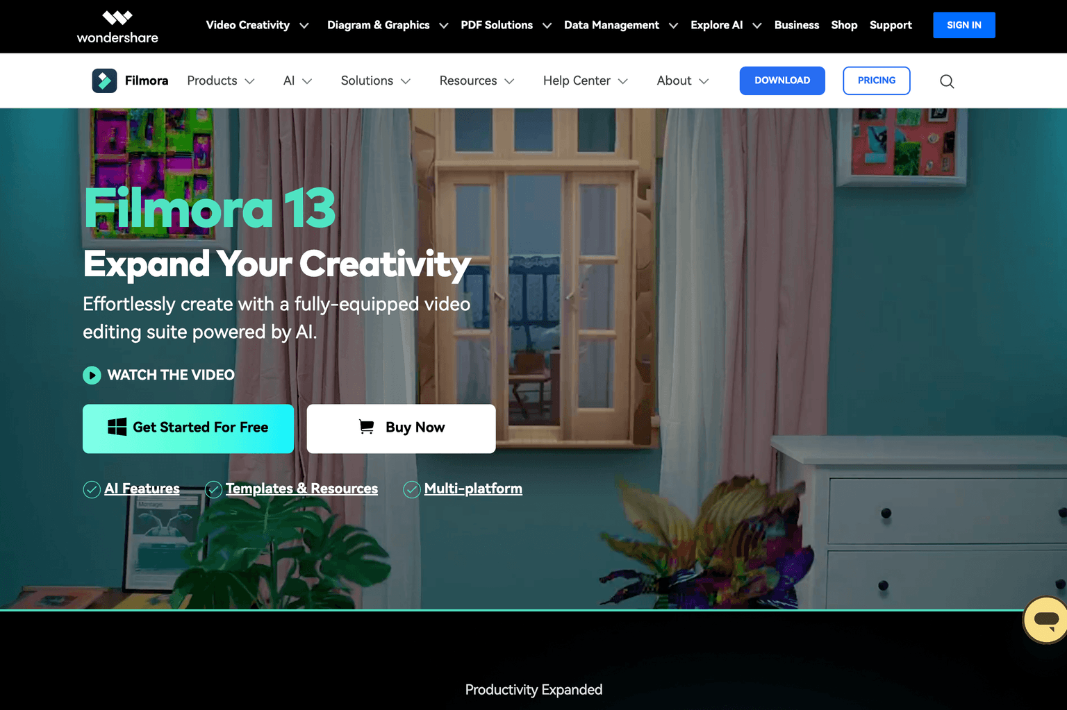 AI-powered video editing software interface.