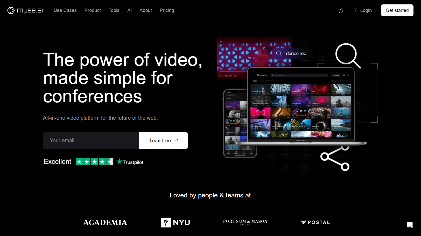 AI-powered video hosting platform interface