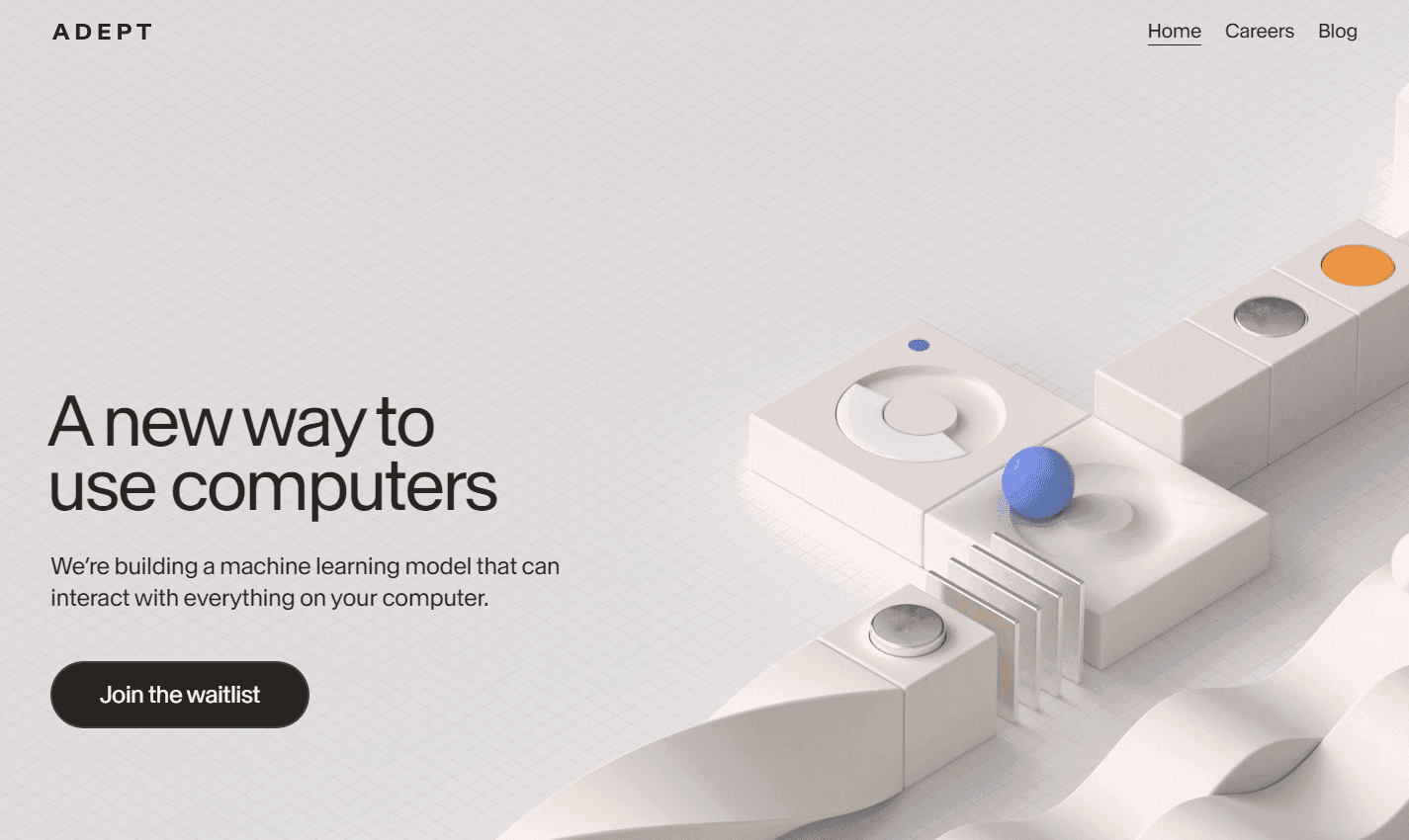 Adept.ai interface showcasing the ACT-1 model and its capabilities.