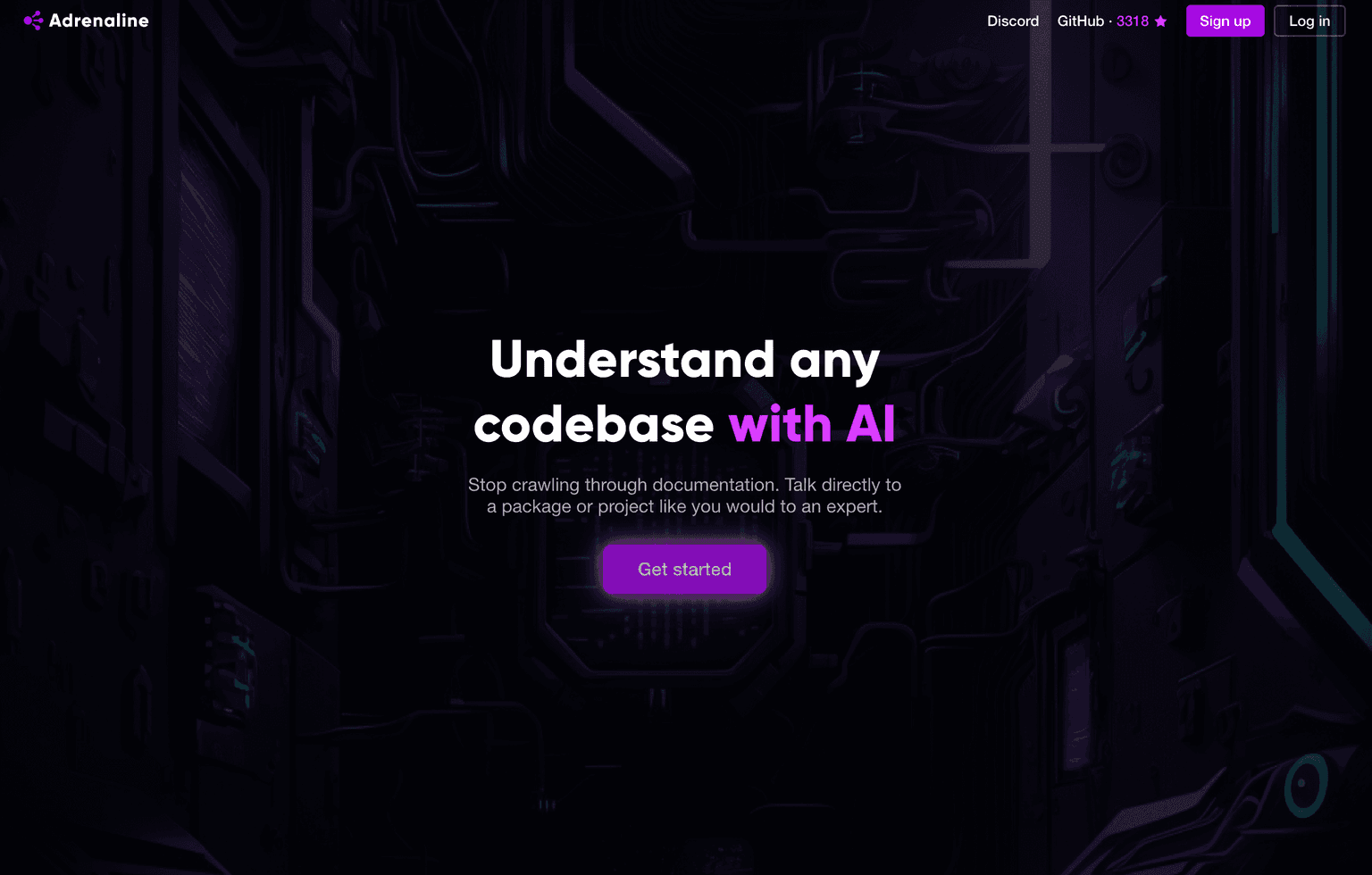 Adrenaline logo with code background