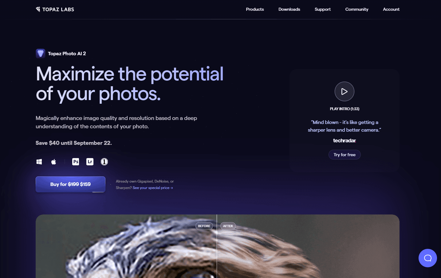 Advanced photo editing interface of Topaz Photo AI