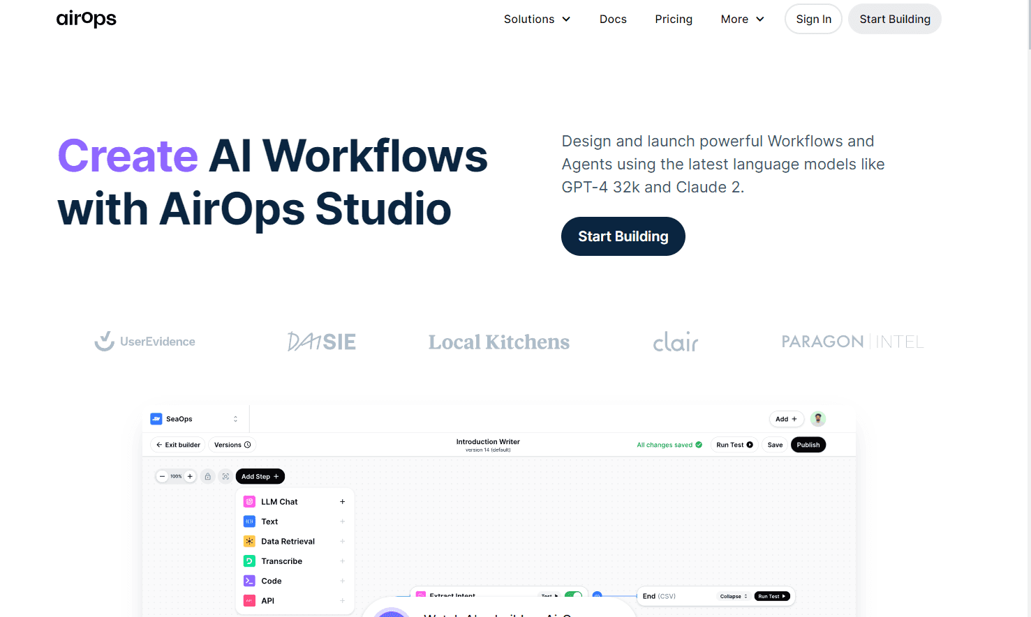 AirOps Studio Interface
