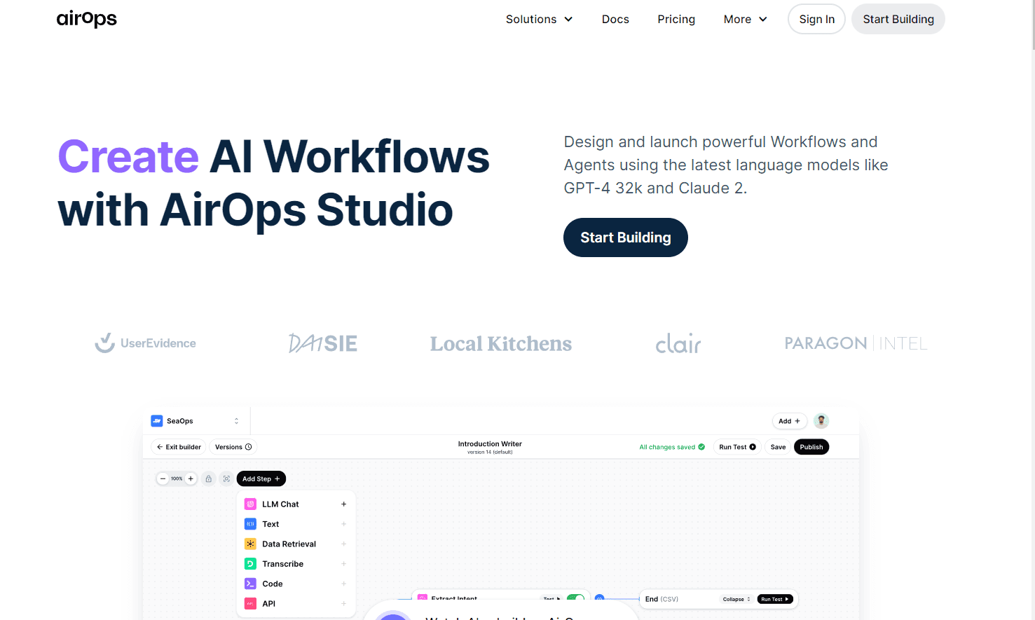 AirOps Studio Interface