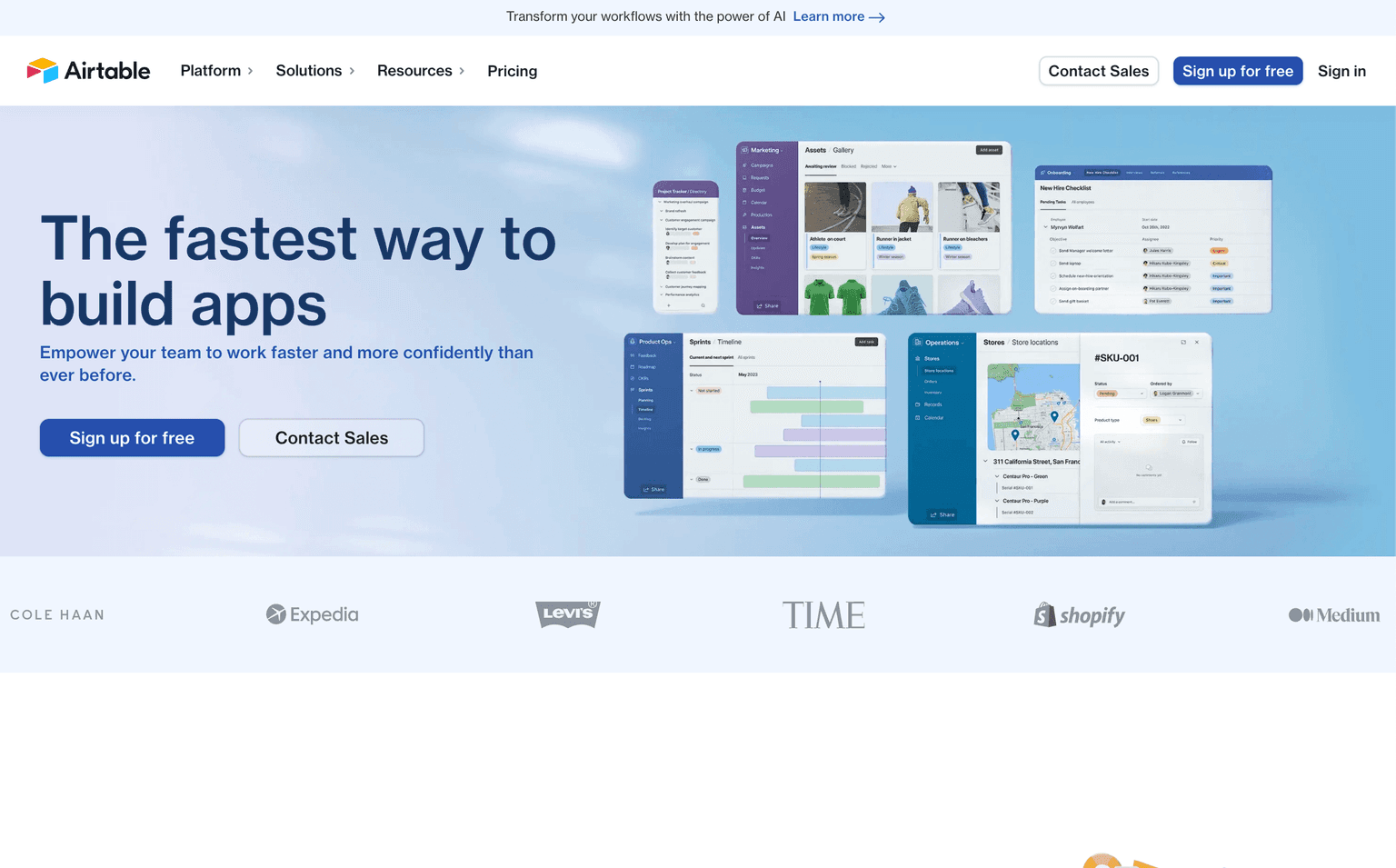 Airtable's intuitive app-building interface.