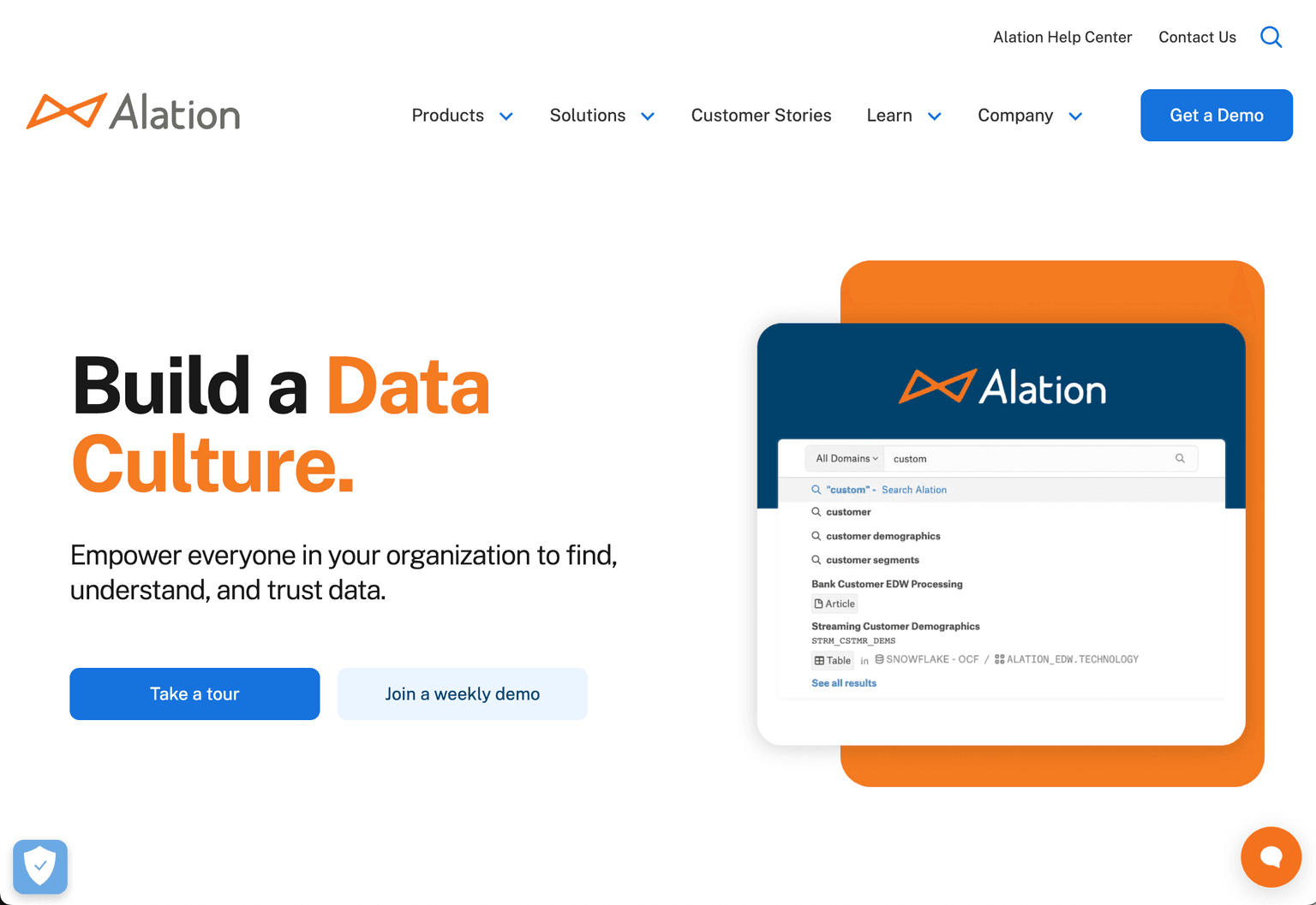 Alation's platform showcasing advanced data intelligence features