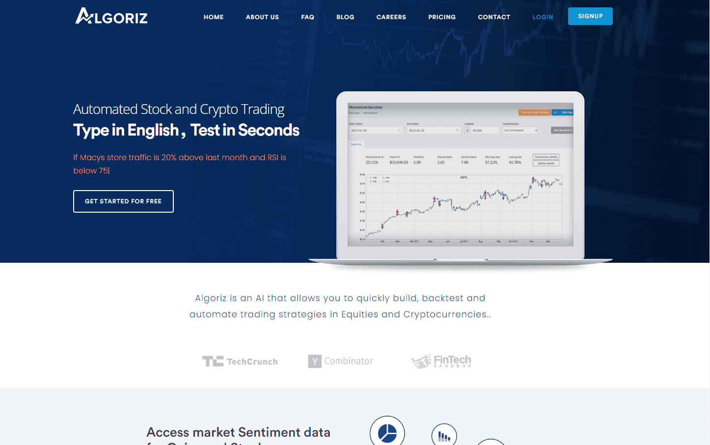 Algoriz trading platform interface