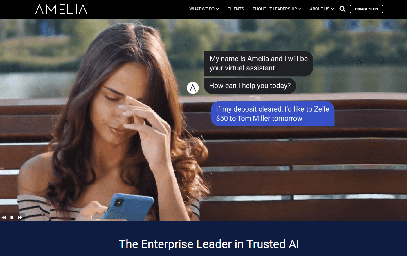 Amelia platform interface showcasing advanced Conversational AI capabilities.