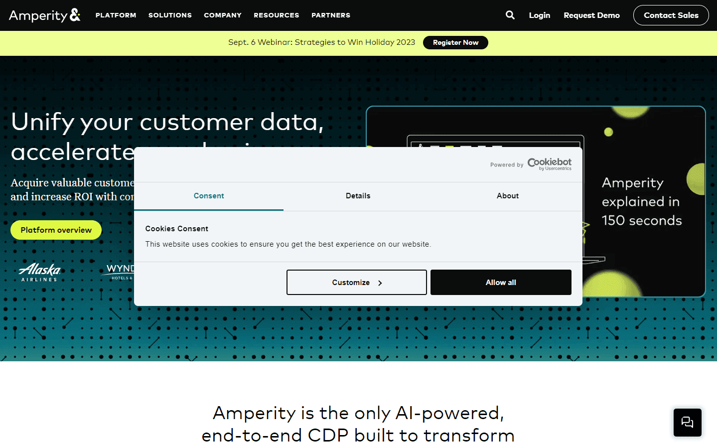 Amperity dashboard showcasing advanced data analytics.