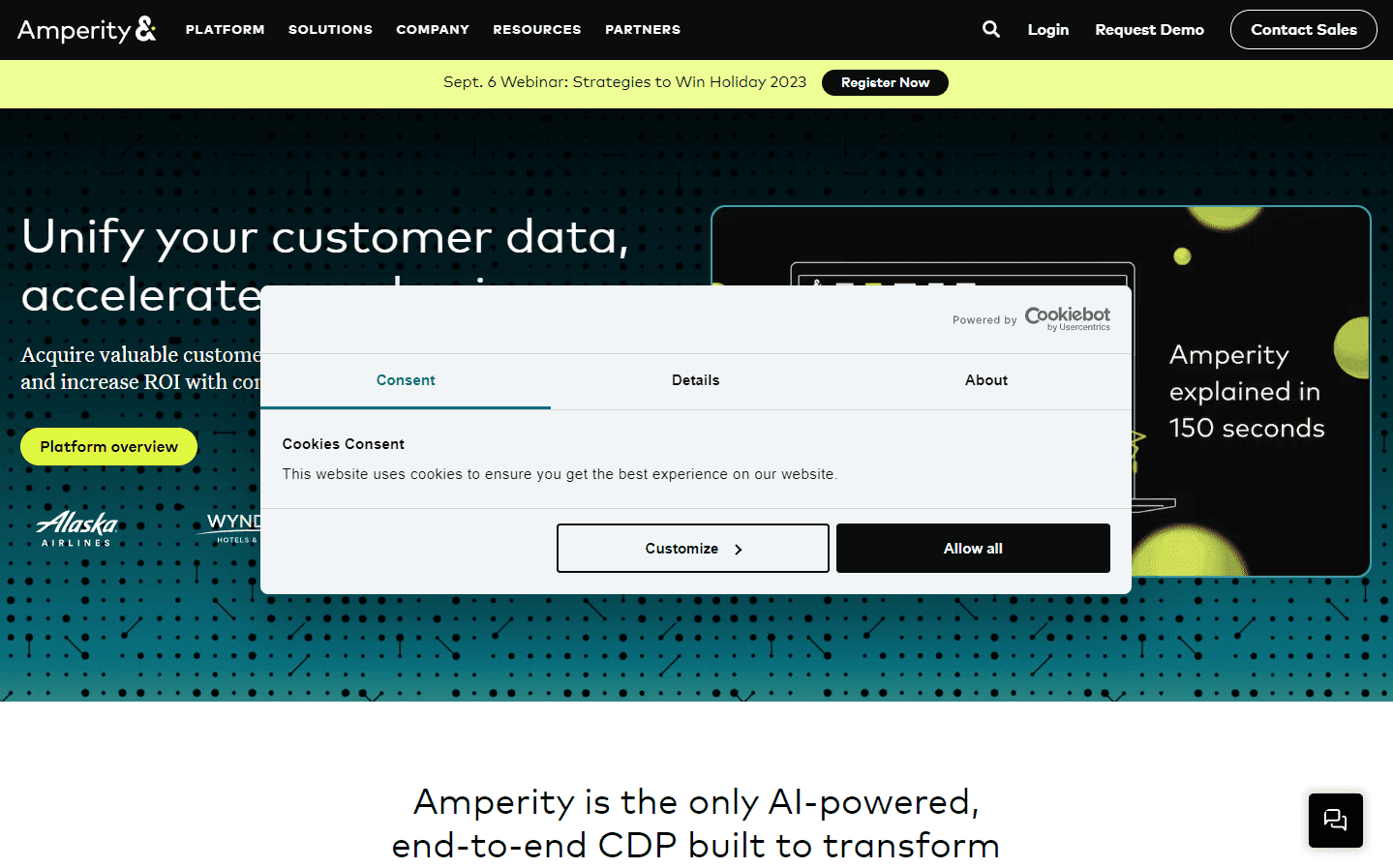 Amperity dashboard showcasing advanced data analytics.