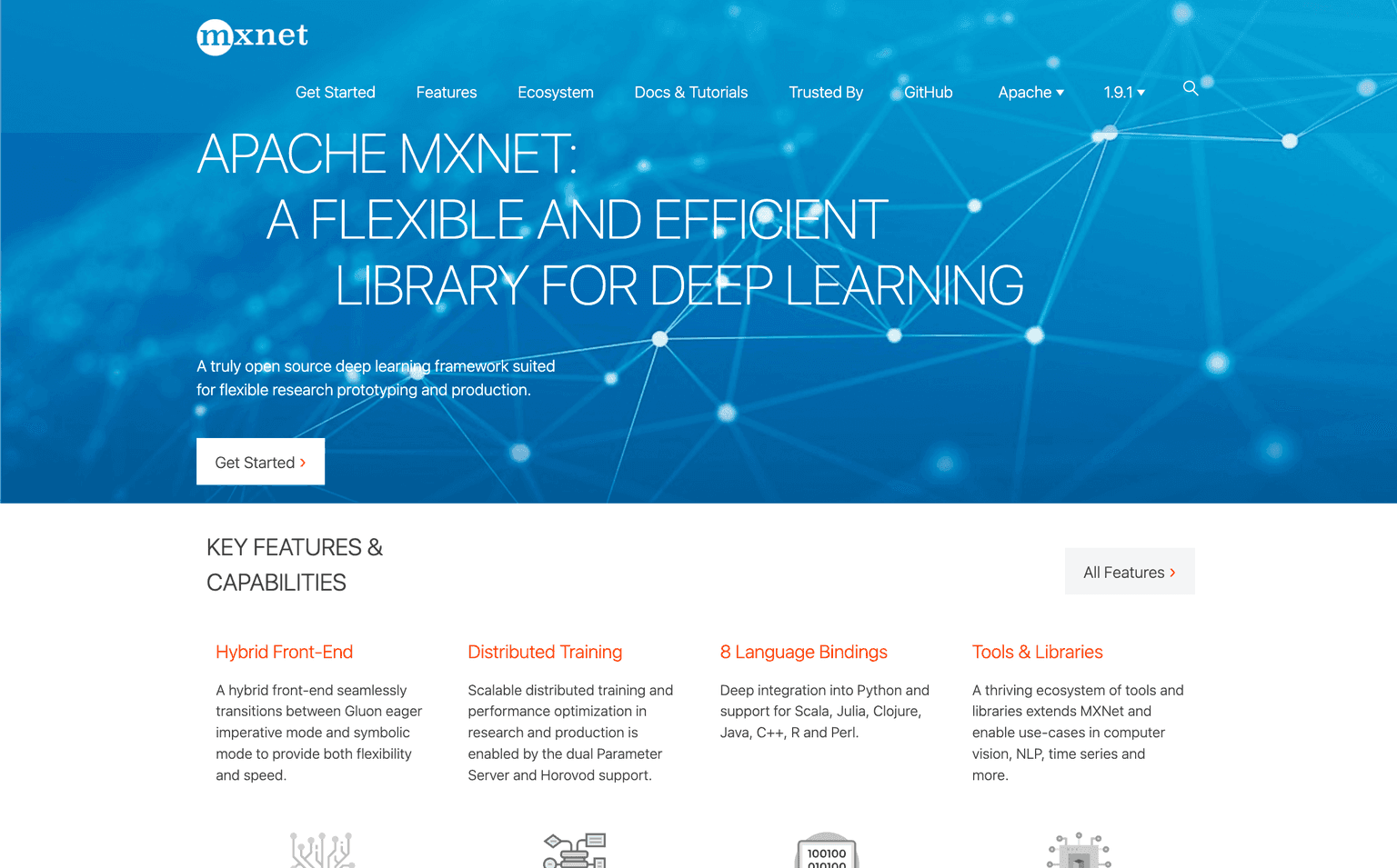 Apache Spark logo with a backdrop of data nodes